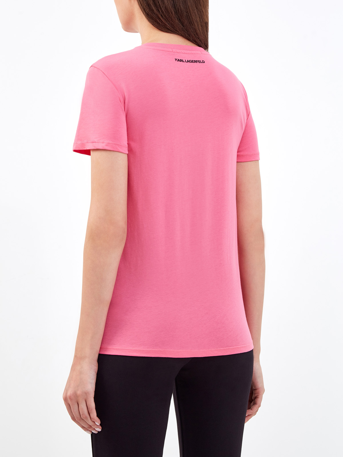 Хлопковая футболка с культовым принтом Rue St-Guillaume KARL LAGERFELD, цвет розовый, размер L;M;S;XS - фото 4