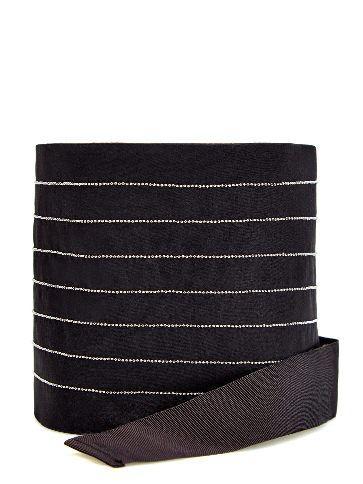 Широкий пояс из шелка с рядами мерцающих цепочек PESERICO, цвет черный, размер M - фото 1