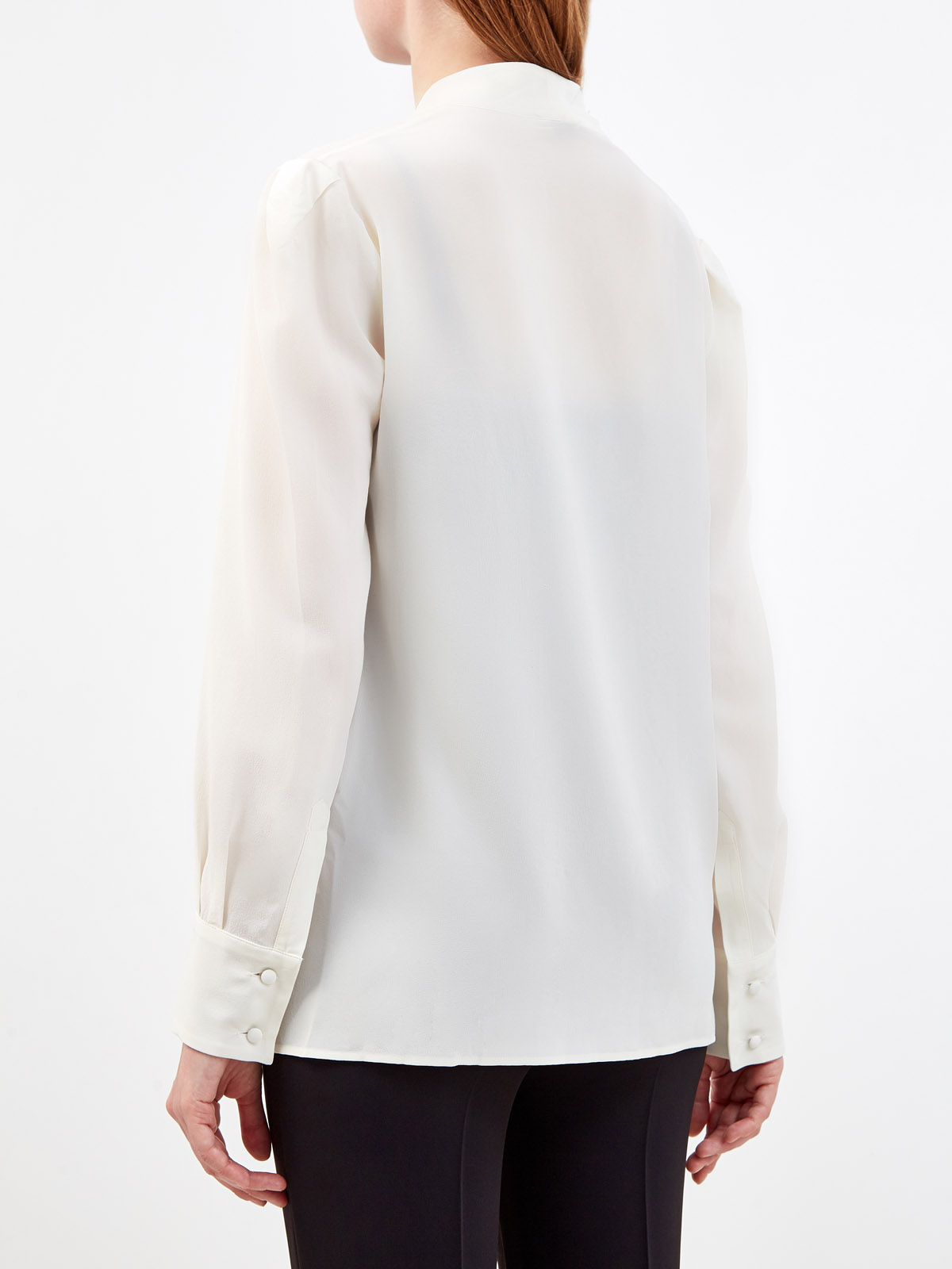 Шелковая блуза с V-образным вырезом на запах ETRO, цвет белый, размер 40;42;44;46 - фото 4