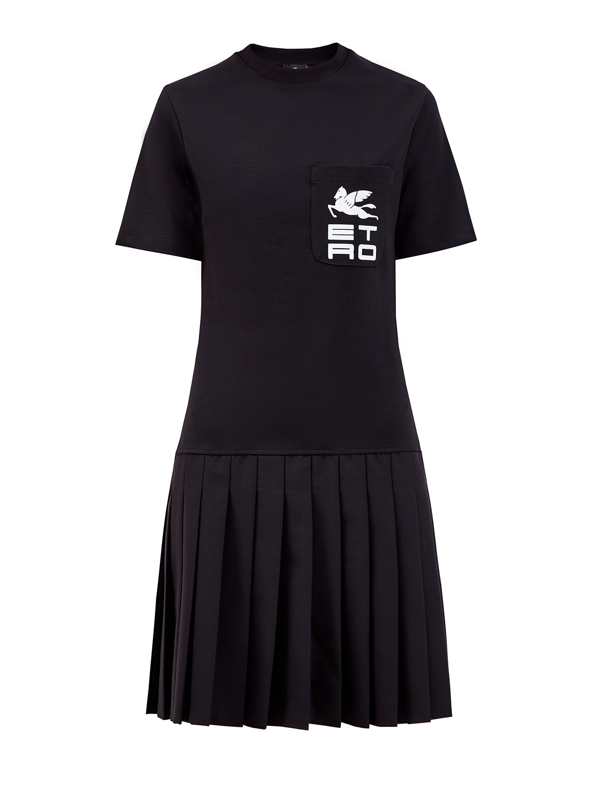 Платье в стиле спортшик с плиссированным подолом ETRO черного цвета