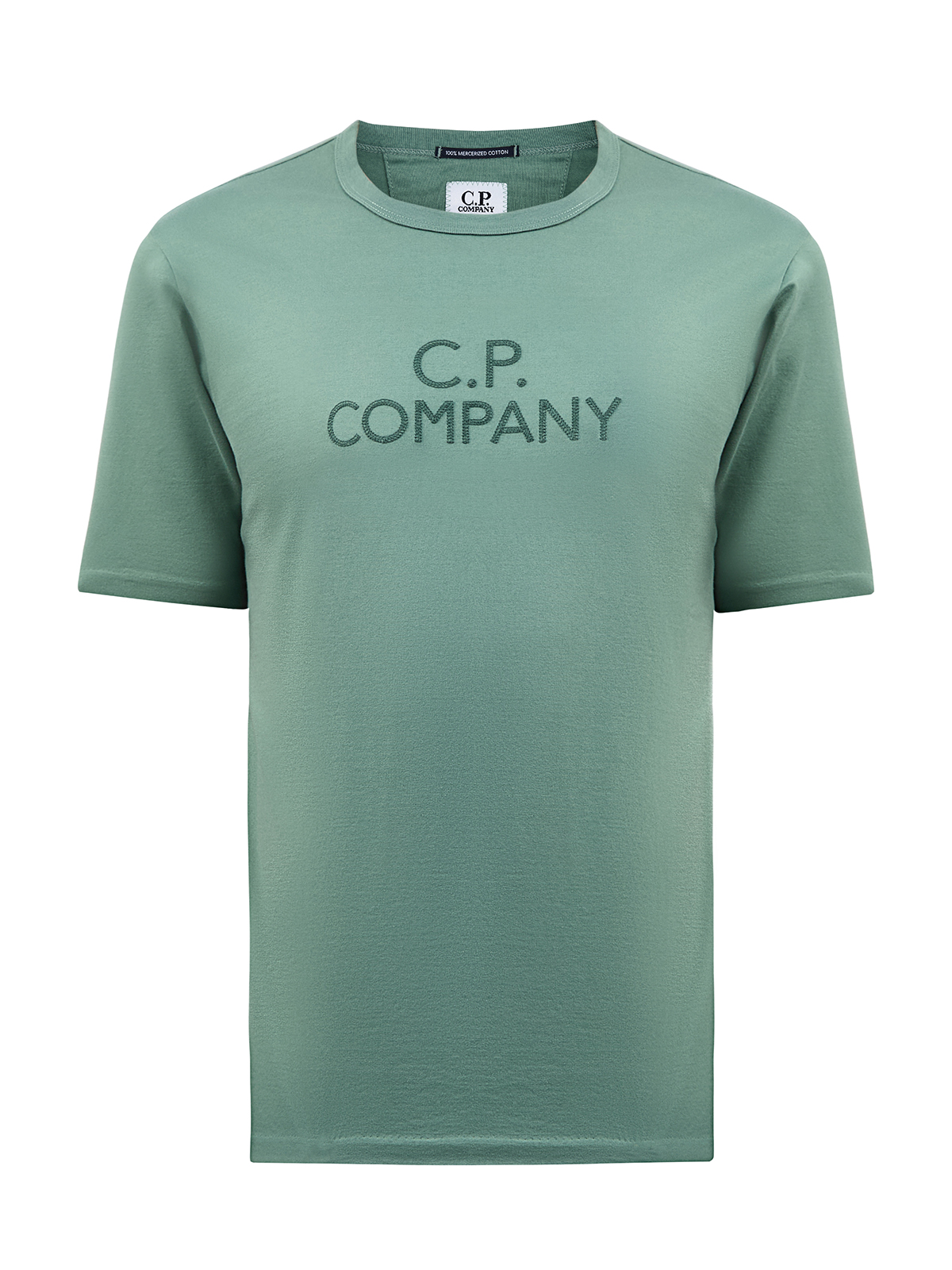Футболка из плотного джерси с вышивкой в стиле леттеринг C.P.COMPANY, цвет зеленый, размер 48;50;52;54 - фото 1