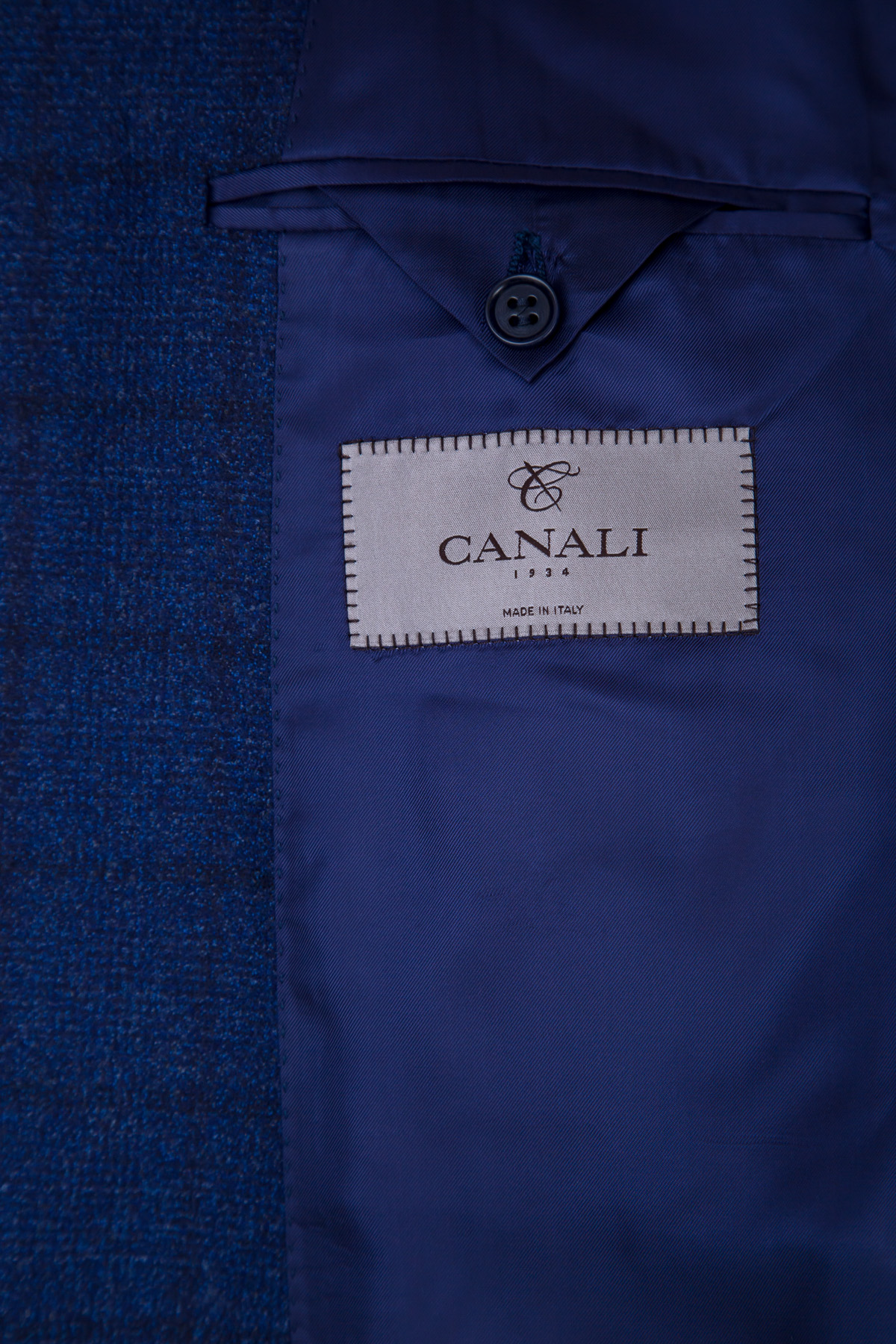 Двубортный пиджак из фактурной шерсти CANALI, цвет синий, размер 48;50 - фото 7