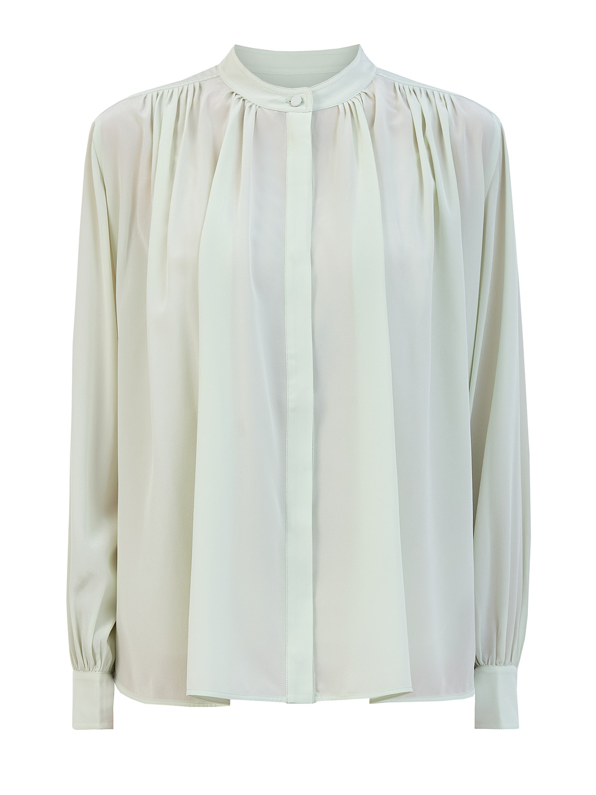 

Блуза-плиссе из шелкового крепа с внутренней комбинацией, Зеленый, Блуза-плиссе из шелкового крепа с внутренней комбинацией