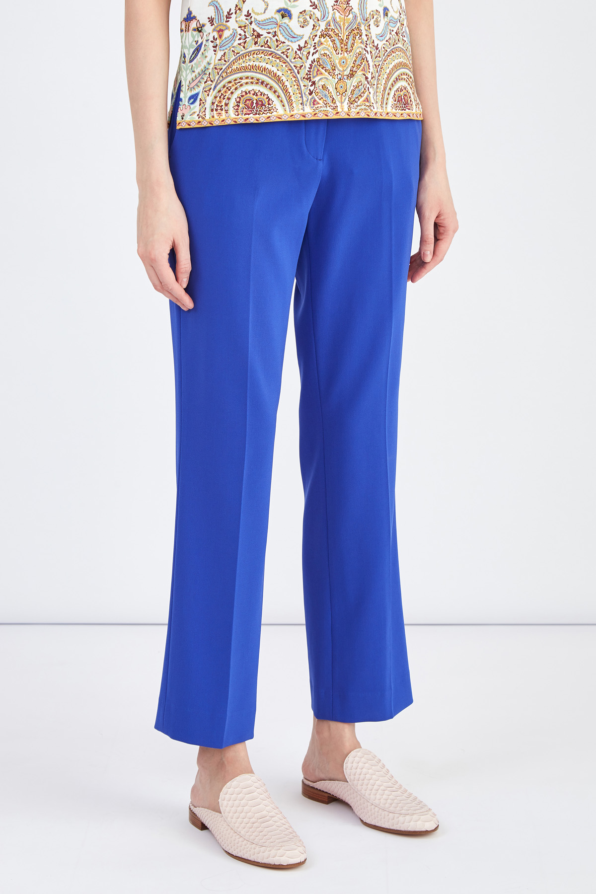 Яркие брюки укороченного кроя с карманами ETRO, цвет синий, размер 46;44 - фото 3