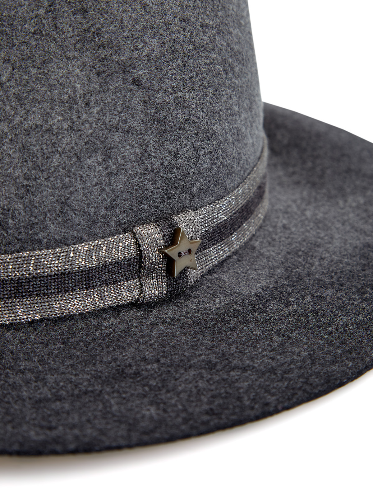 Шерстяная шляпа-трилби с лентой из люрекса LORENA ANTONIAZZI, цвет серый, размер S;M;L - фото 4