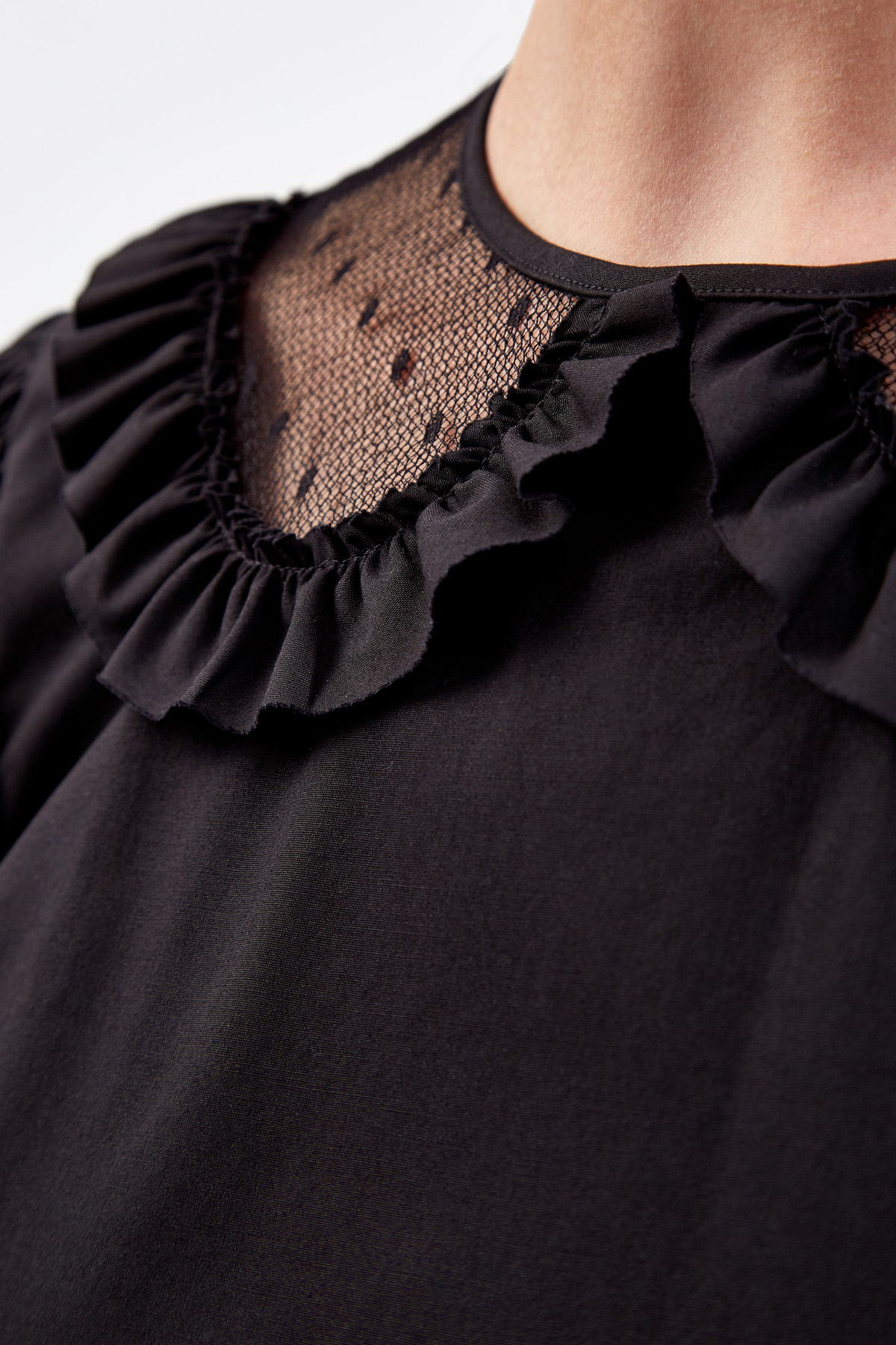 Платье из гладкого хлопка с объемными архитектурными рукавами REDVALENTINO, цвет черный, размер S;XL;M - фото 5