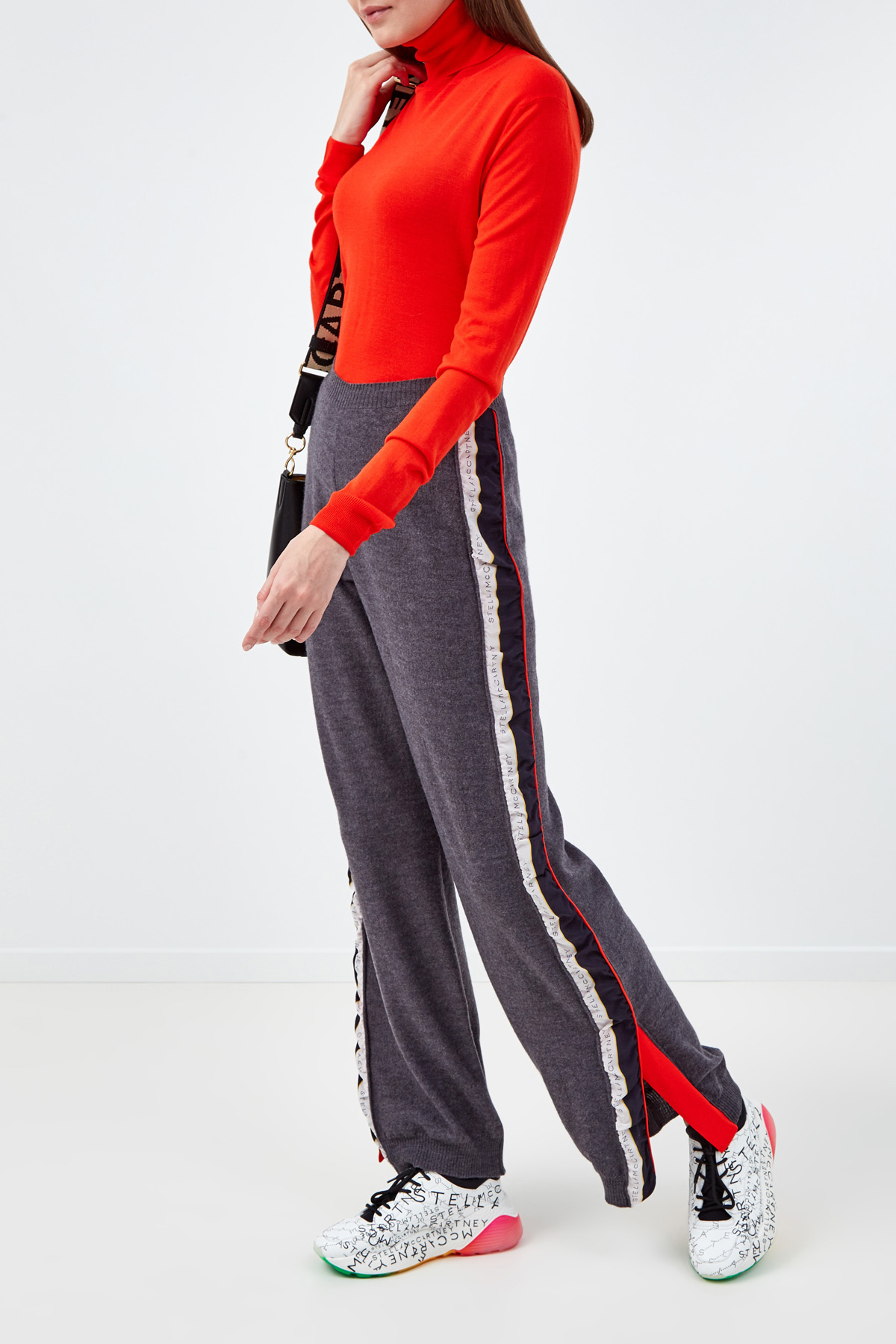 Шерстяные брюки-джоггеры с лампасами из шелка STELLA McCARTNEY, цвет серый, размер S;XS - фото 2