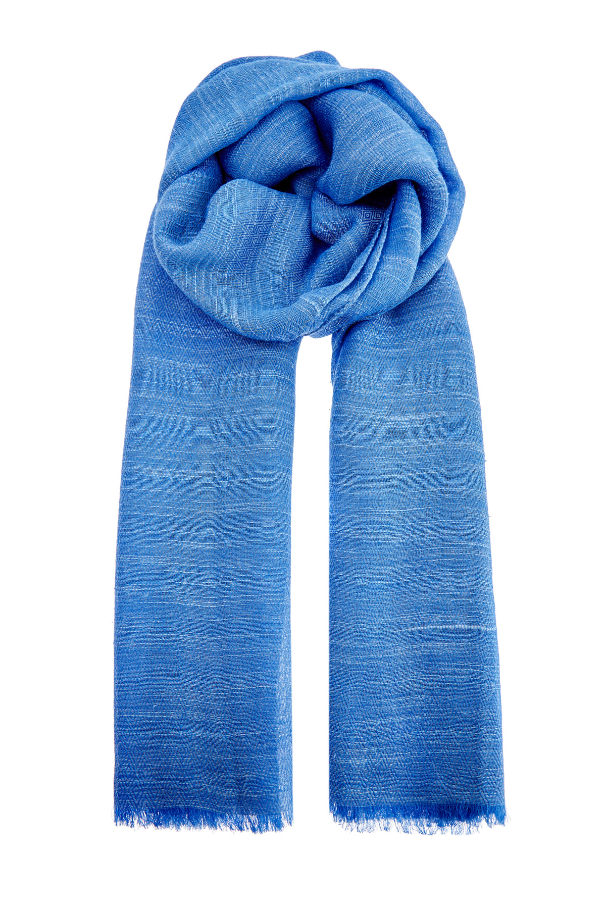 Шарф из шелка и шерсти с жаккардовым ромбическим узором ETRO, цвет голубой, размер 37;37.5;38;39;40