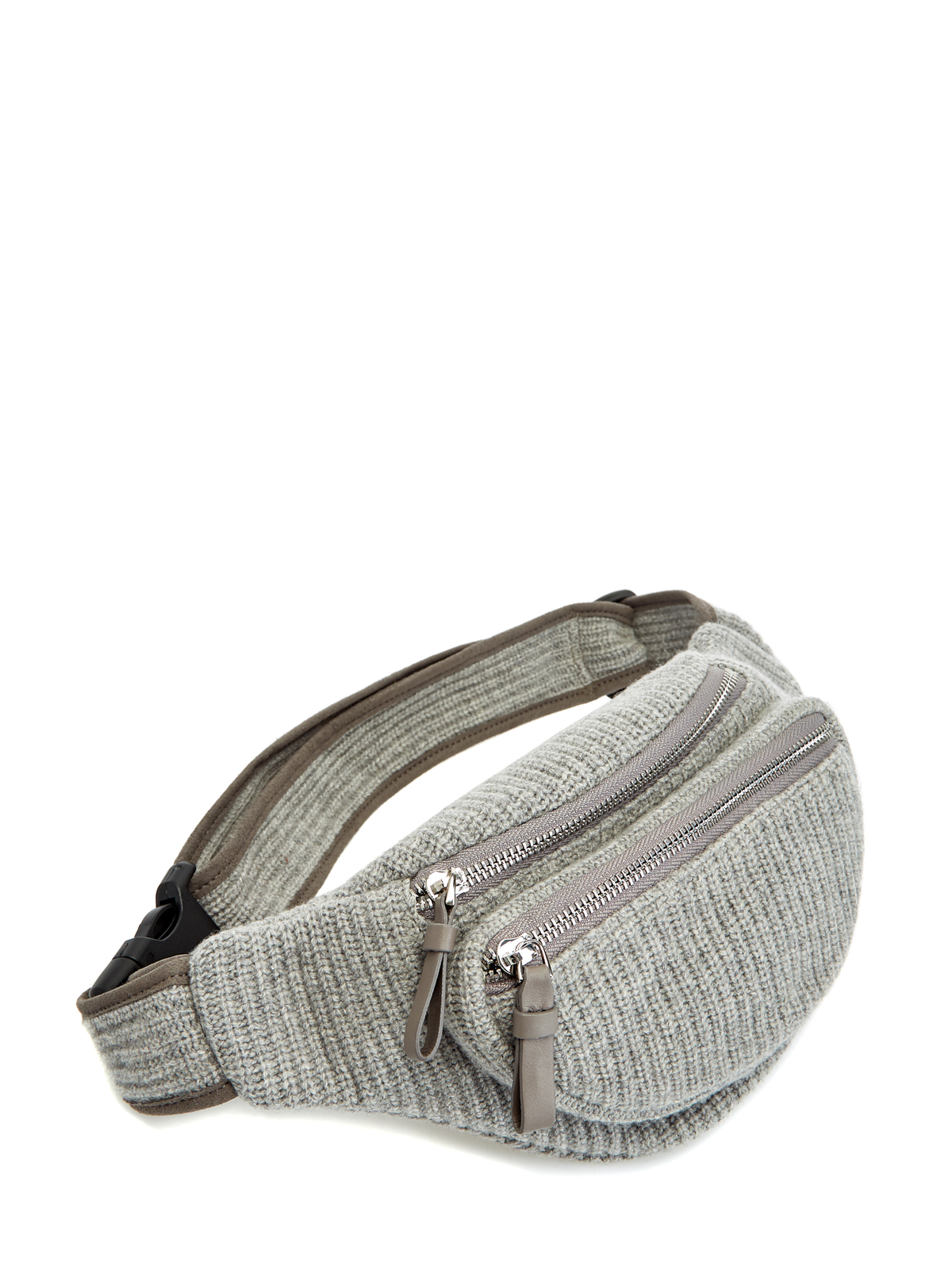Вязаная поясная сумка из кашемира и шерсти FABIANA FILIPPI, цвет серый, размер 42;40 - фото 3