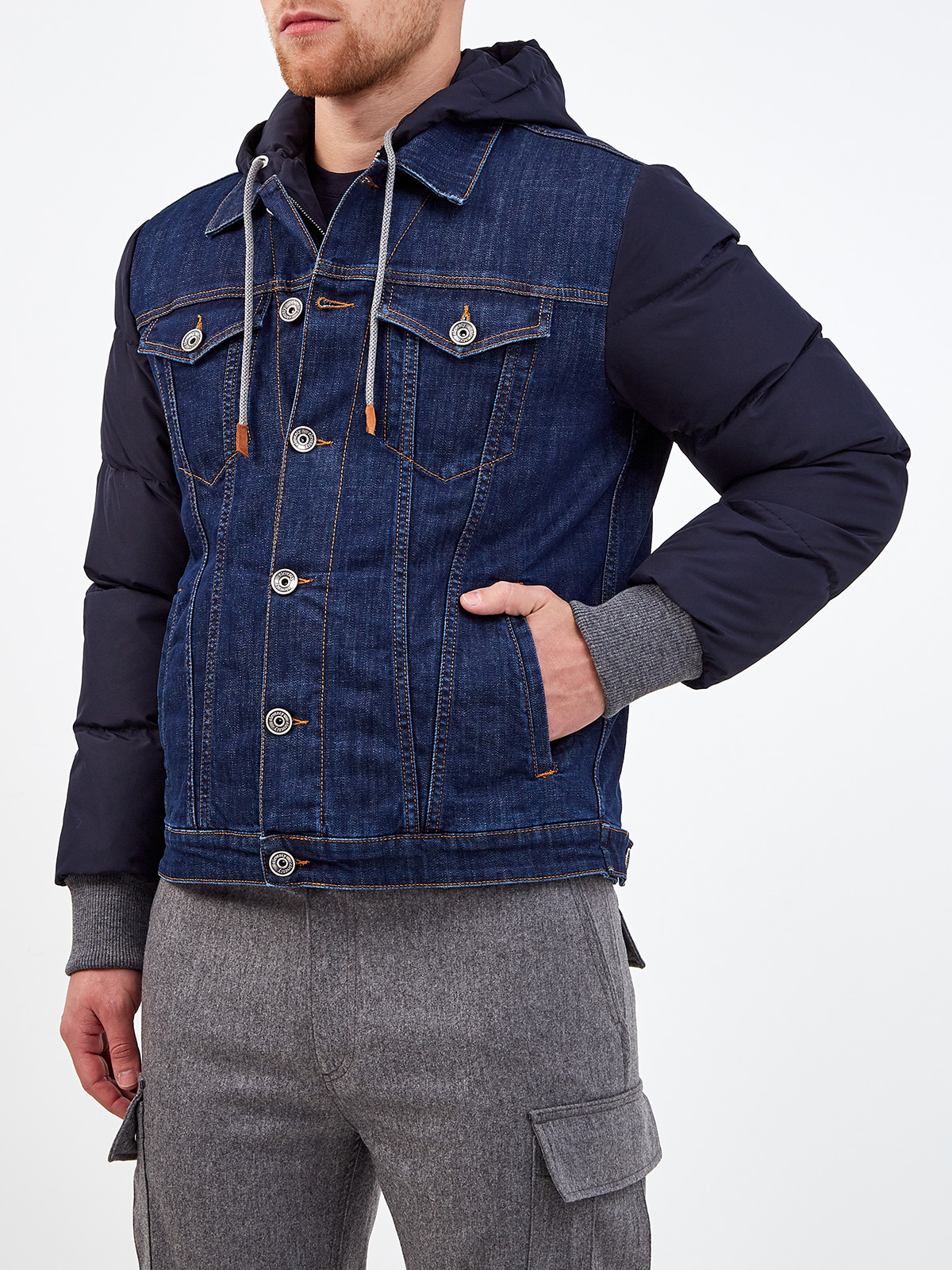 Комбинированная куртка с наполнителем из пуха и пера ELEVENTY, цвет синий, размер 48;50;52;54 - фото 3