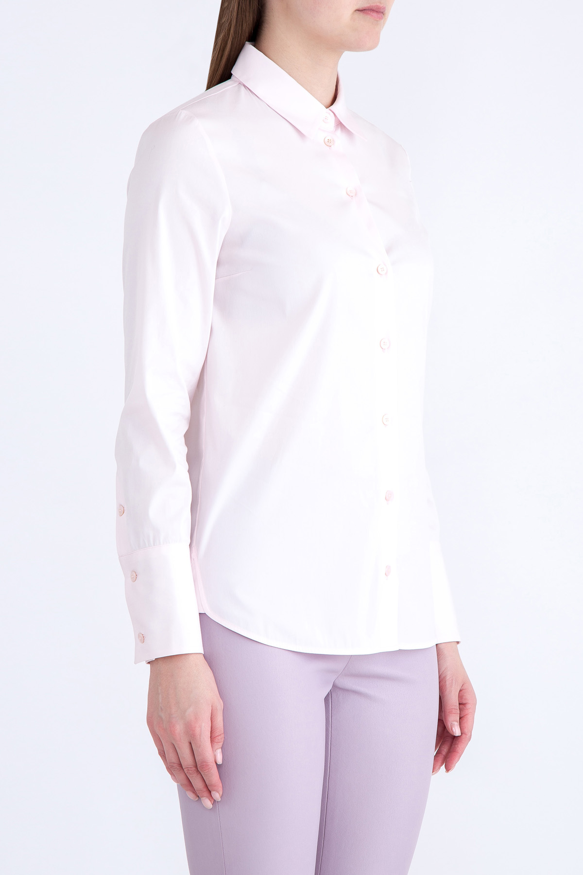 Классическая рубашка приталенного кроя с отложным итальянским воротом MAISON ULLENS, цвет розовый, размер 36 - фото 3
