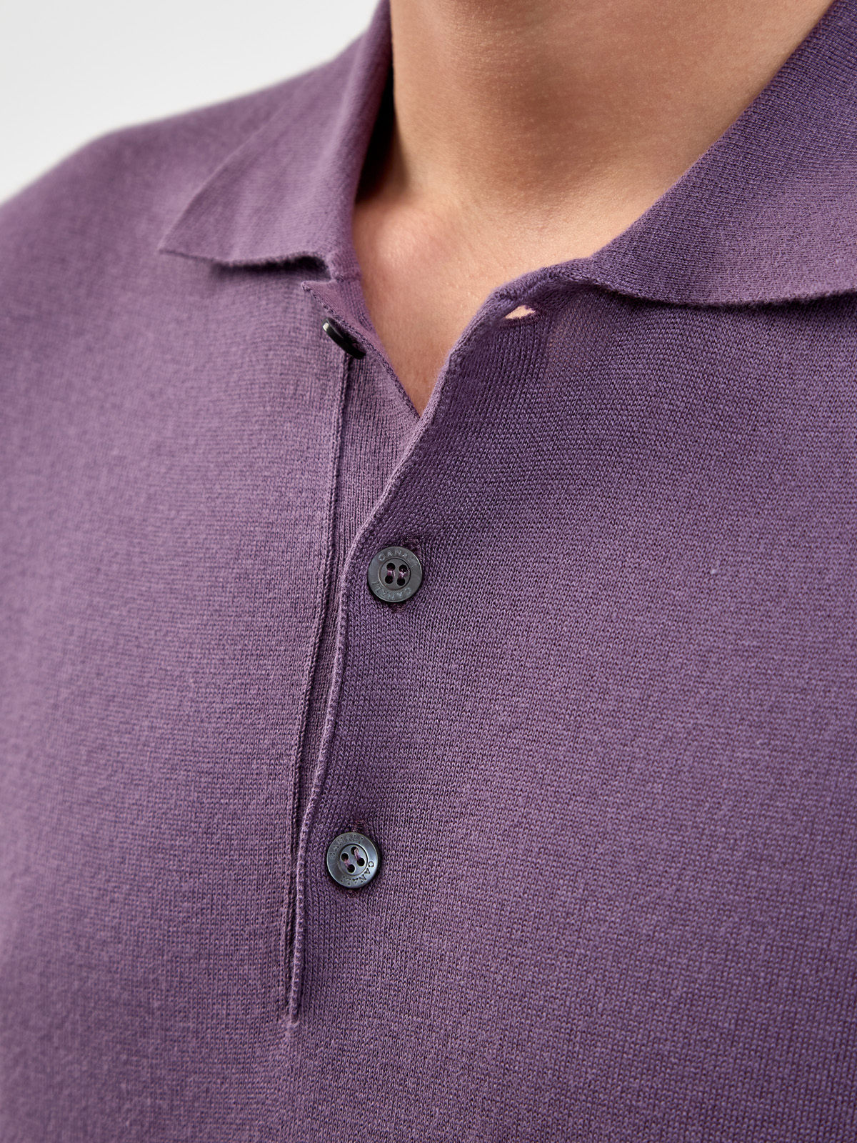 Однотонный джемпер-поло из тонкого хлопка и модала CANALI, цвет фиолетовый, размер 48;52;54;56;58 - фото 5