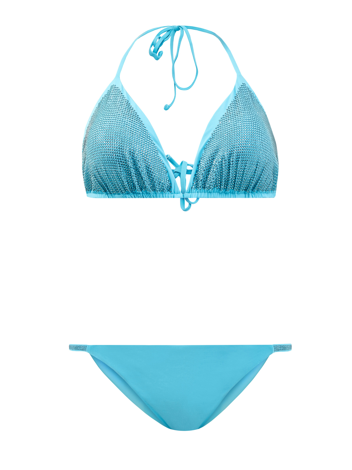 Однотонные плавки-бикини с мерцающей отделкой из стразов FISICO, цвет голубой, размер S;XL;L