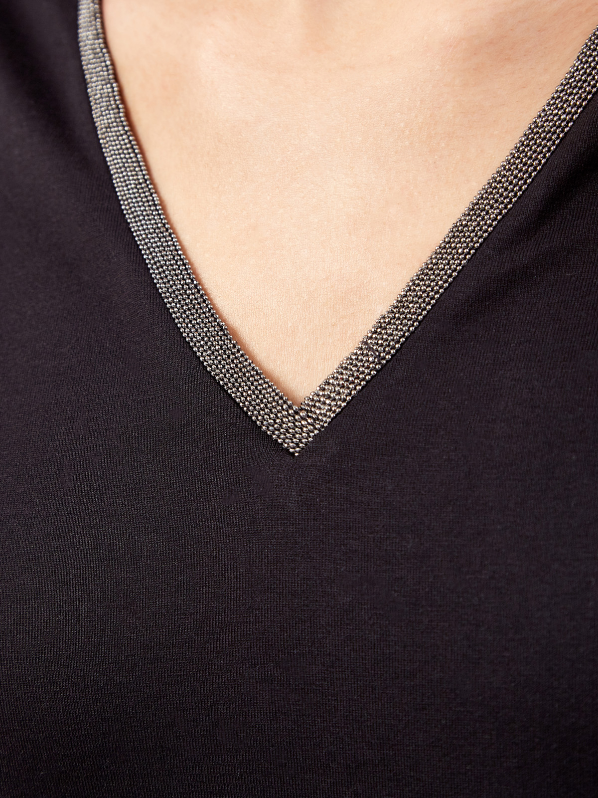 Топ с V-образным вырезом и ювелирной окантовкой FABIANA FILIPPI, цвет черный, размер 40;42;44;46;48;38 - фото 5