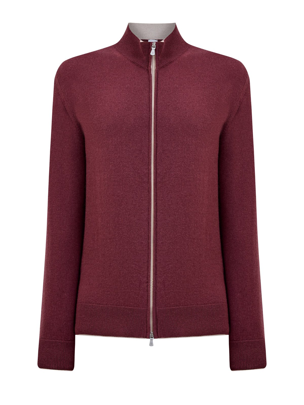 Кашемировый кардиган на молнии с контрастной окантовкой 116550₽