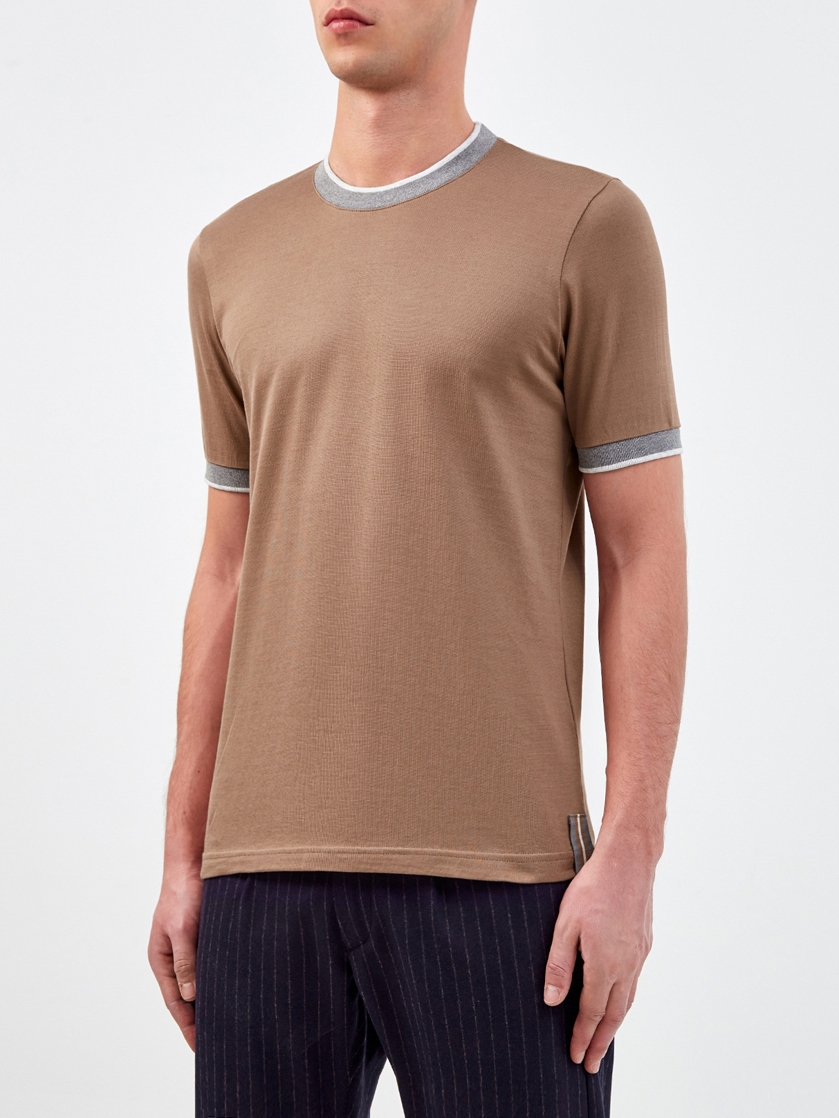 Базовая футболка из хлопкового джерси ELEVENTY, цвет коричневый, размер 46;48;50;52 - фото 3