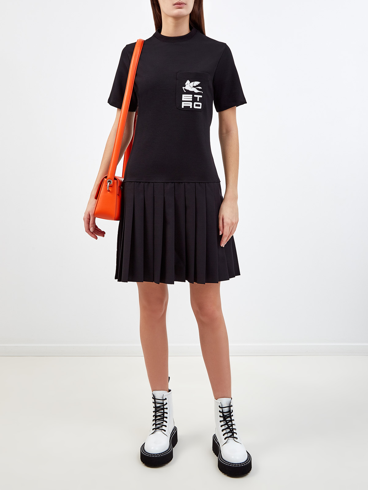Платье в стиле спортшик с плиссированным подолом ETRO, цвет черный, размер 42;44;40 - фото 2