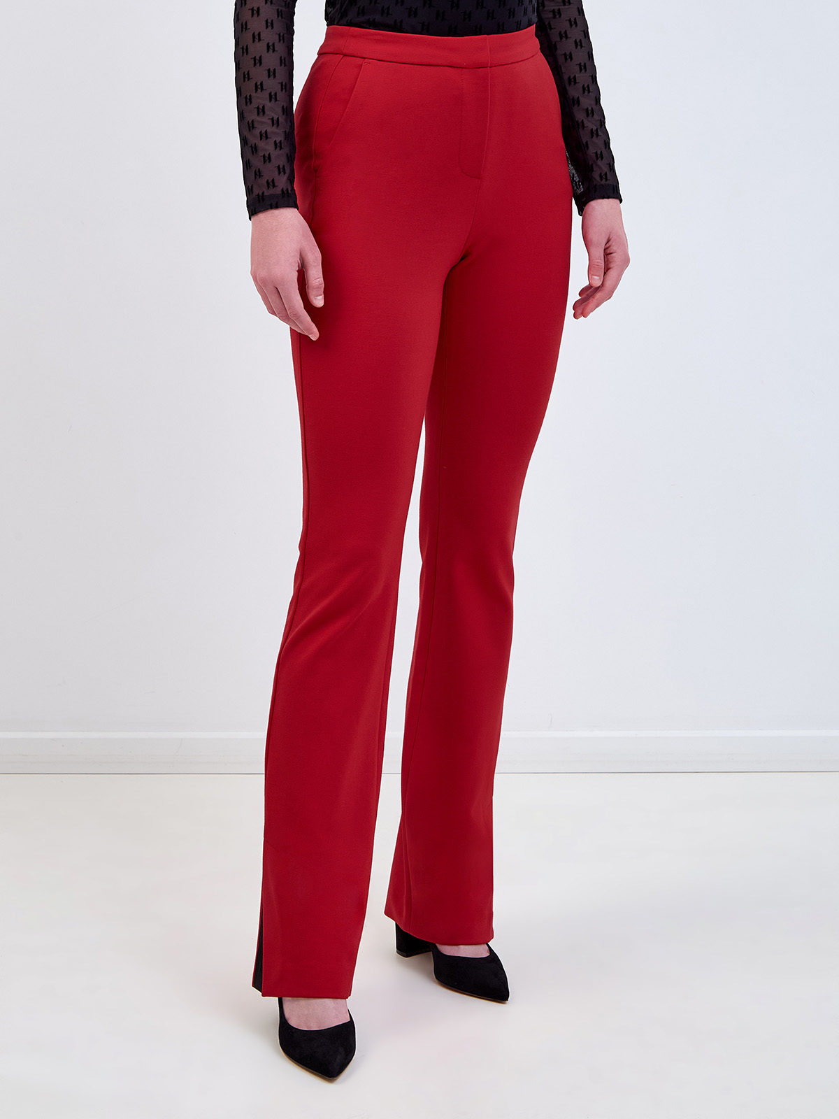Облегающие брюки из эластичной ткани Punto с разрезами KARL LAGERFELD, цвет красный, размер S;L - фото 3