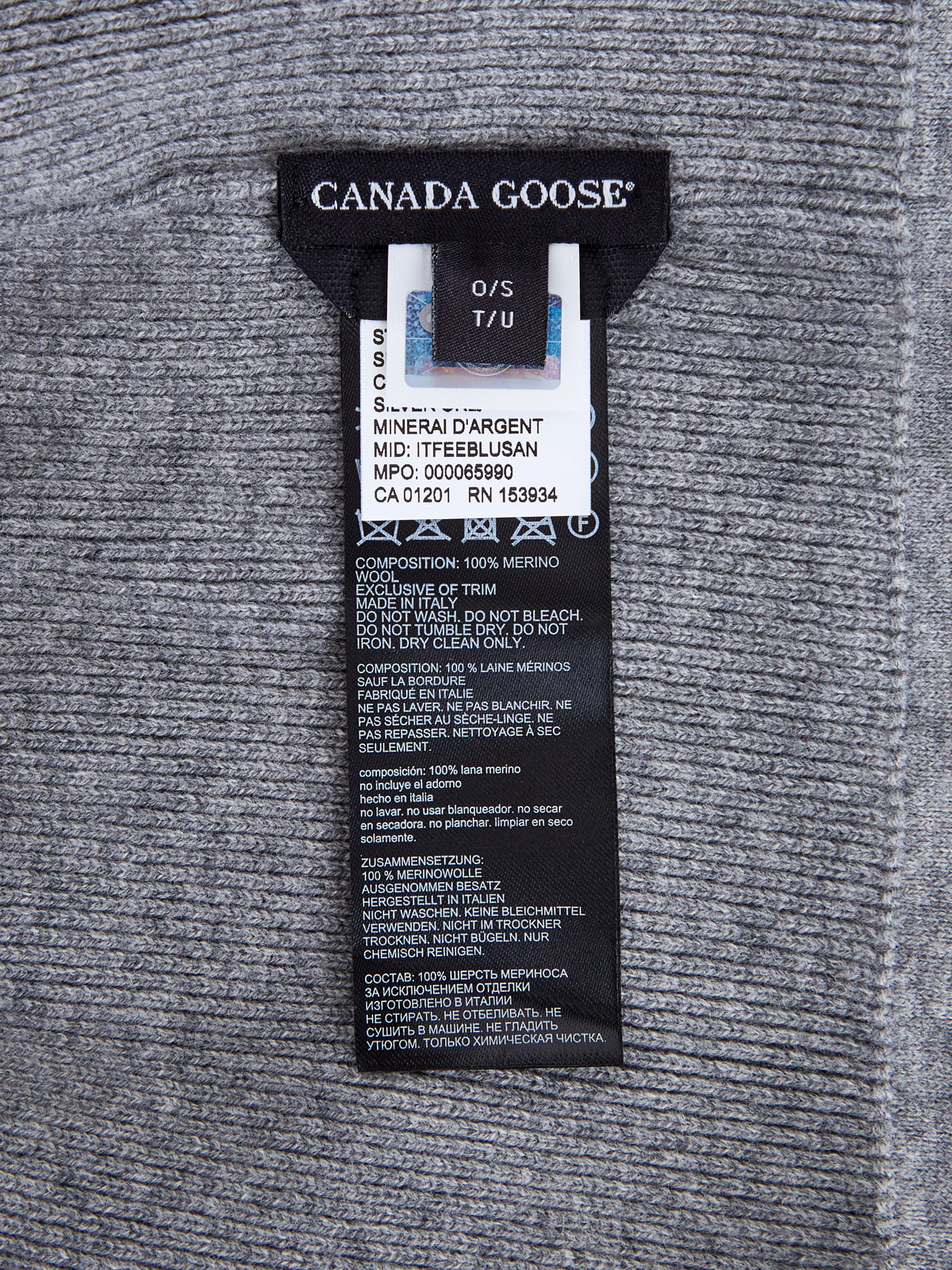Шапка из шерсти мериноса с контрастным макро-принтом CANADA GOOSE, цвет серый, размер 40 - фото 4