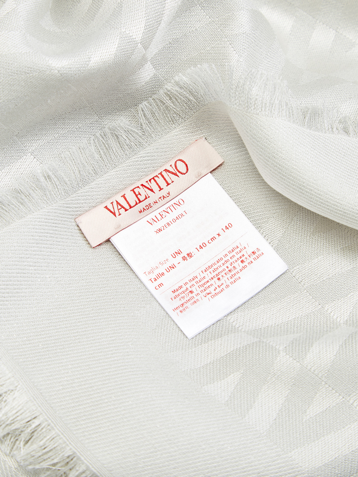 Палантин из шелка и шерсти с металлизированной нитью ламе VALENTINO GARAVANI, цвет серый, размер 2XL - фото 4