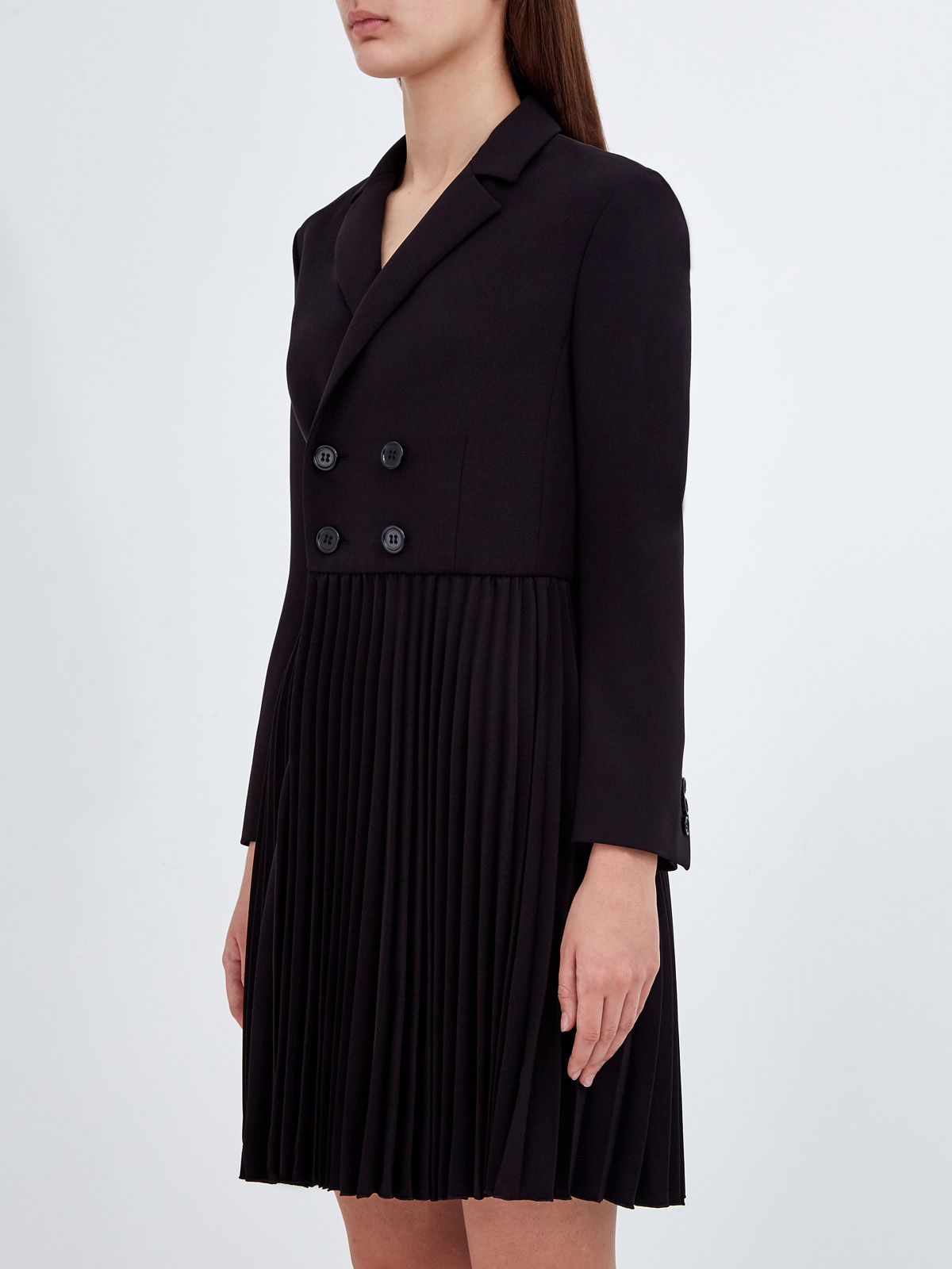Однотонное платье-пиджак с плиссированной юбкой REDVALENTINO, цвет черный, размер M;XS - фото 2