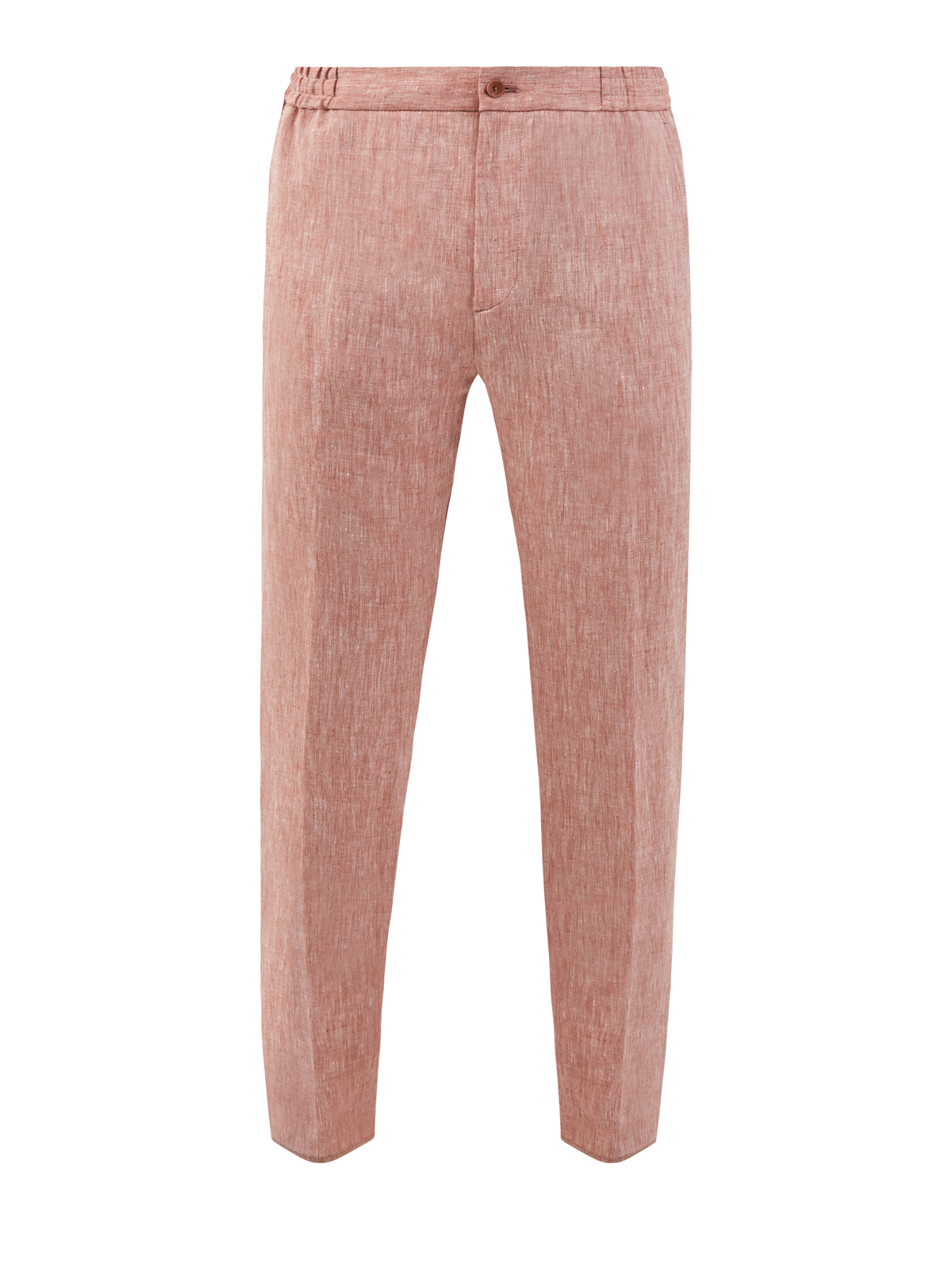 Льняные брюки с эластичной вставкой на поясе ETRO розового цвета