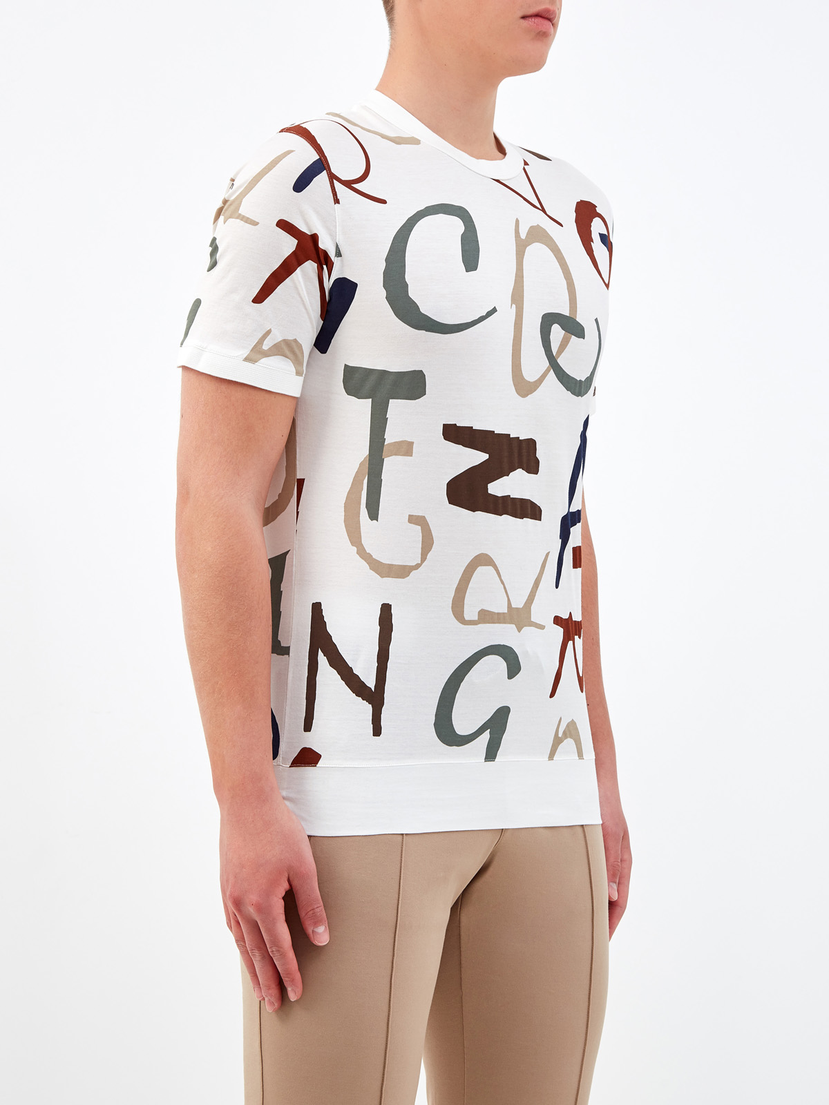 Хлопковая футболка из джерси с контрастным принтом CORTIGIANI, цвет белый, размер 52;54;56;58;50 - фото 3