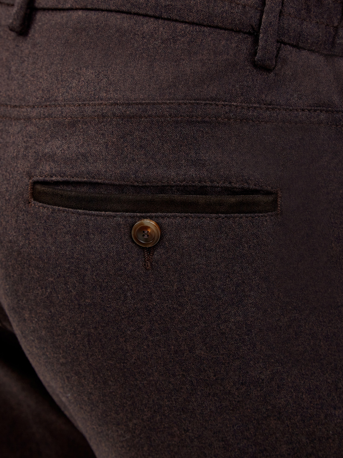 Шерстяные брюки в стиле casual с отделкой из замши CANALI, цвет коричневый, размер 48;50;52;54 - фото 5