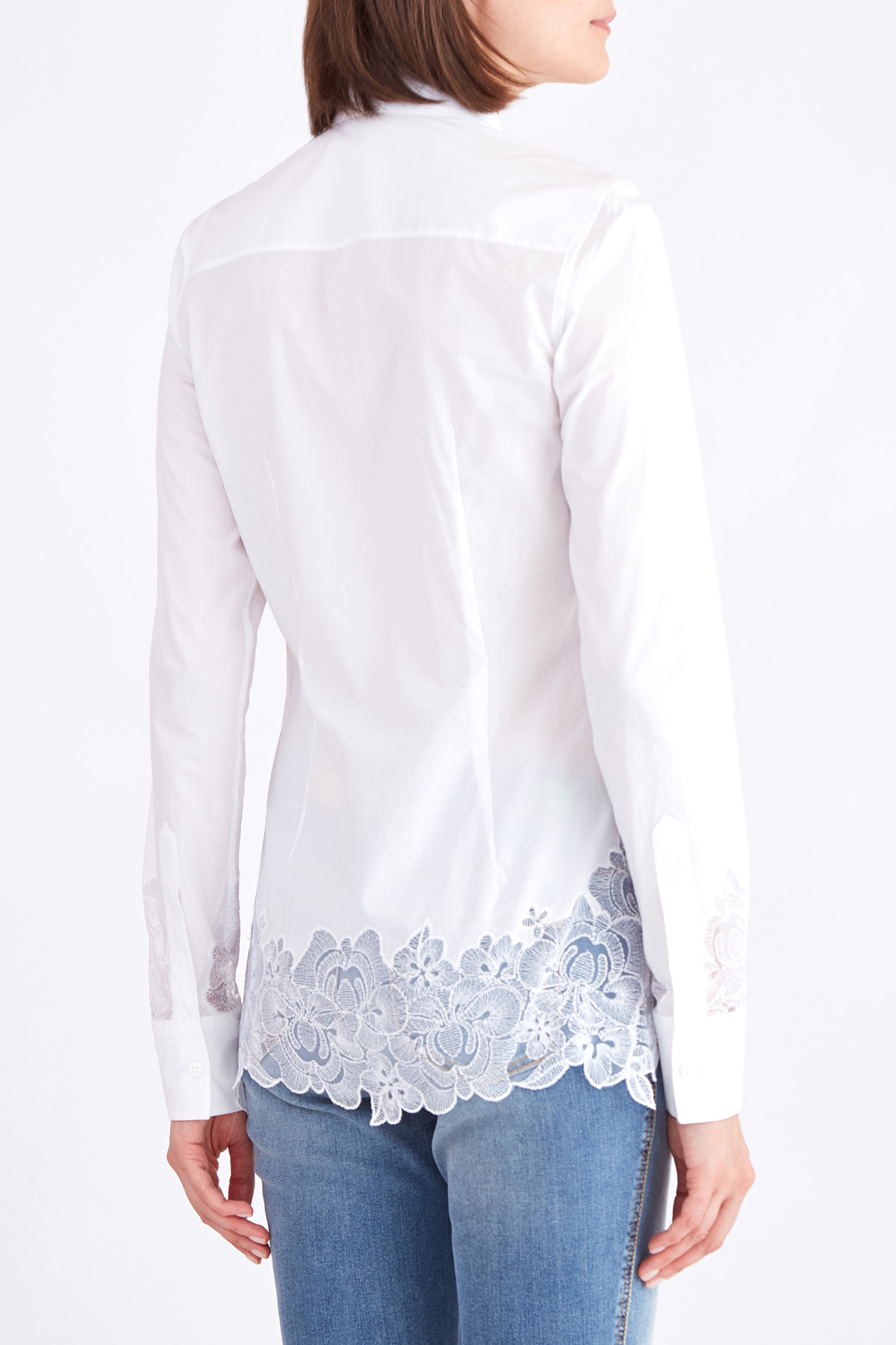Блуза с кружевными вставками в романтическом стиле ERMANNO SCERVINO, цвет белый, размер 40 - фото 4