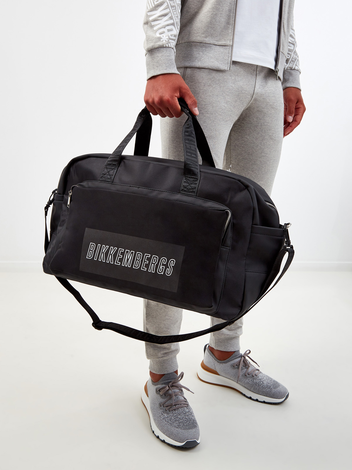 Спортивная сумка из матового нейлона и экокожи с принтом BIKKEMBERGS, цвет черный, размер 54;56;58;48 - фото 2