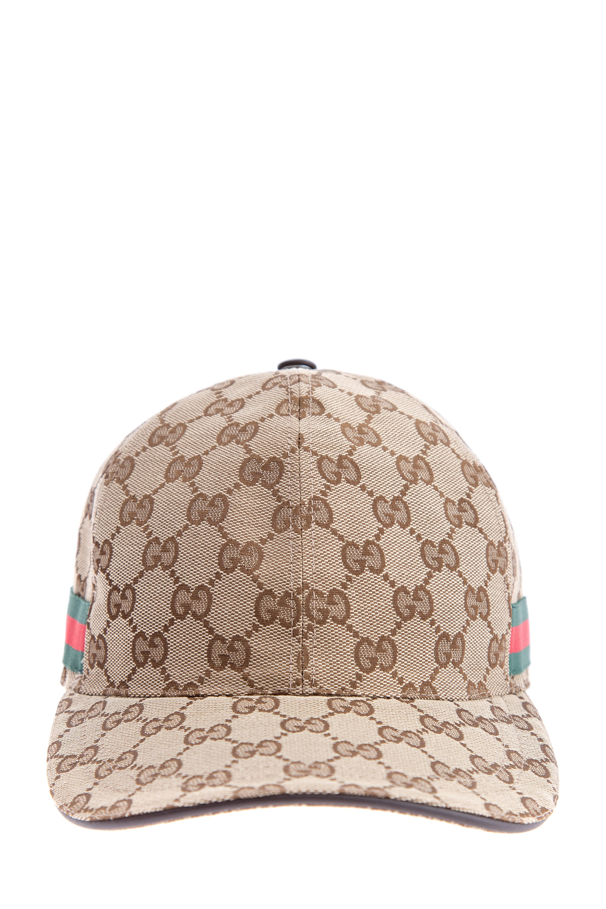 

Бейсболка с жаккардовым узором GG в песочной гамме и хлопковыми вставками полосками Web