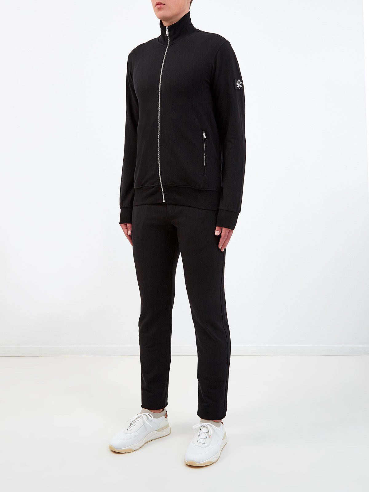 Однотонный спортивный костюм из гладкого хлопка CUDGI, цвет черный, размер 48;50;52;54;56;58 - фото 3