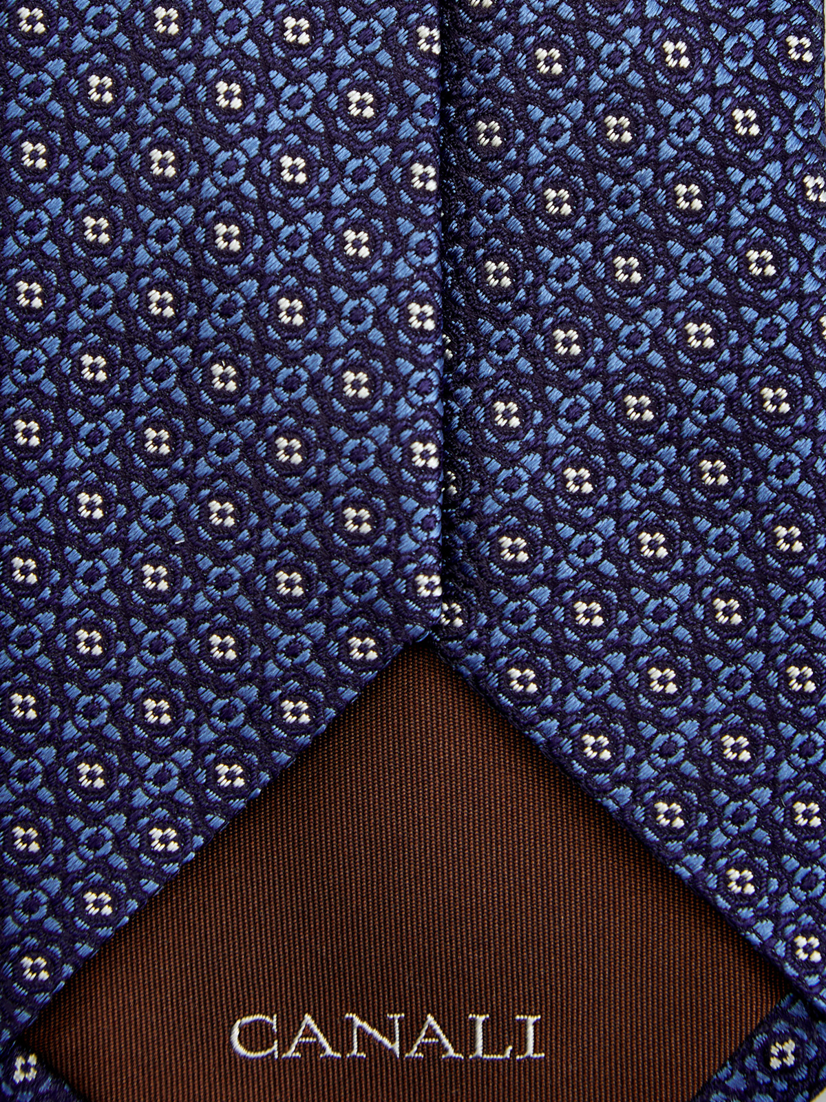 Шелковый галстук ручной работы с жаккардовым узором CANALI, цвет синий, размер 50;52;54;56;58;48 - фото 3