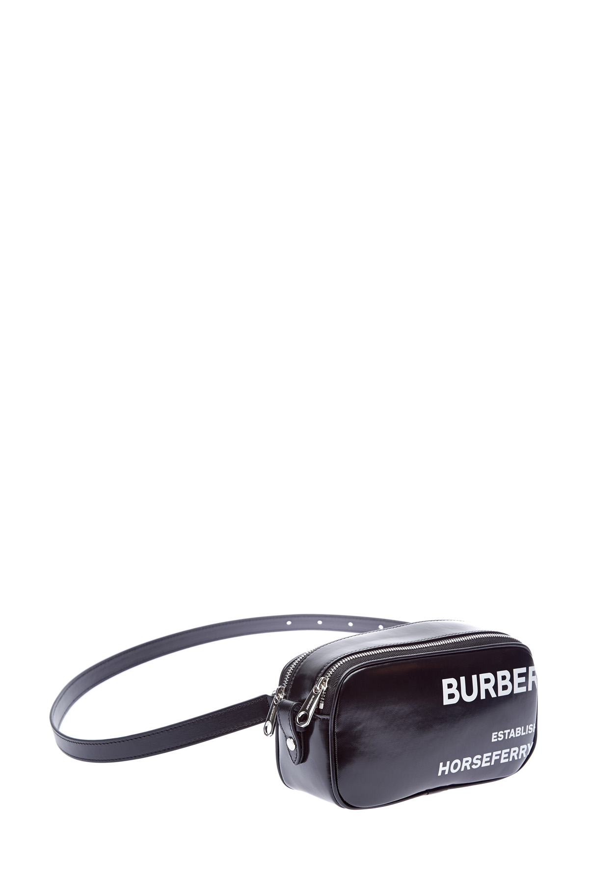 Сумка на плечо или на пояс из хлопка с глянцевым покрытием BURBERRY, цвет черный, размер 40 - фото 3