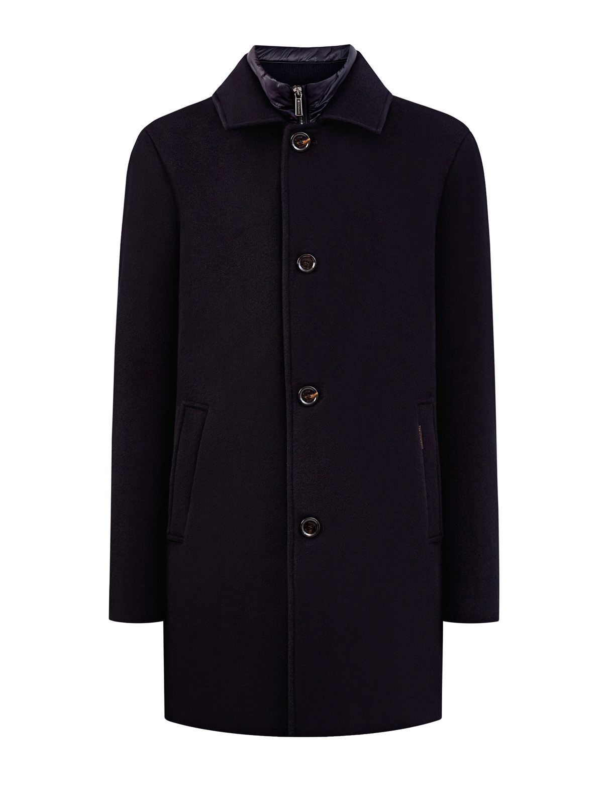 Пальто из шерсти и кашемира с пуховой стеганой вставкой MOORER, цвет черный, размер 56;58;60;64;52