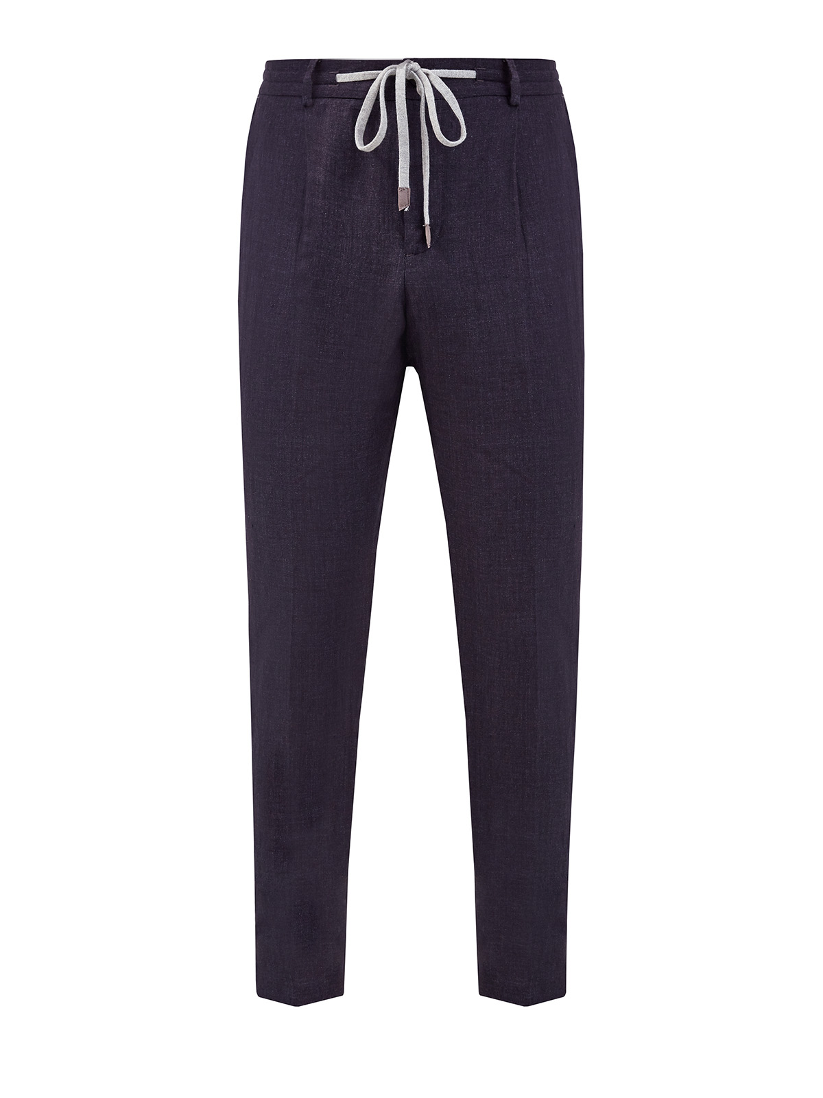 Льняные брюки в стиле casual с поясом на кулиске PESERICO, цвет синий, размер 46;48;52;50 - фото 1