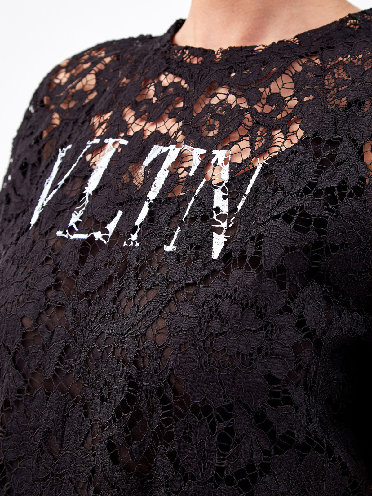 Комбинезон из кружева Heavy Lace с принтом VLTN VALENTINO, цвет черный, размер 44;42 - фото 5