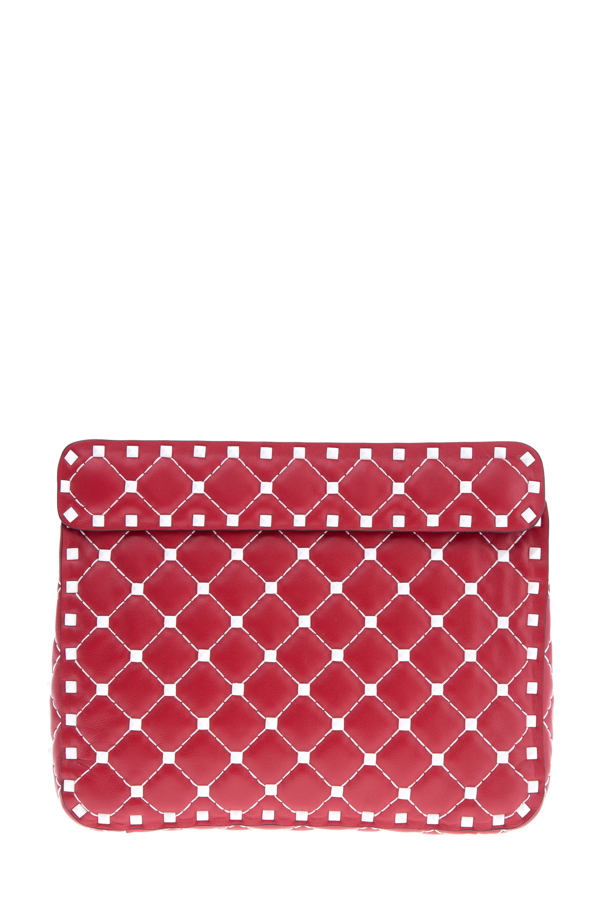Красная сумка из кожи наппа с контрастной прострочкой и заклепками VALENTINO, цвет красный, размер 36.5;37.5 - фото 5