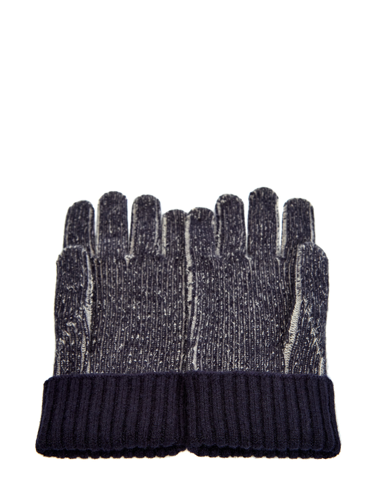 Теплые перчатки из меланжевого кашемира с отворотами ELEVENTY, цвет синий, размер 41.5;44;45 - фото 2