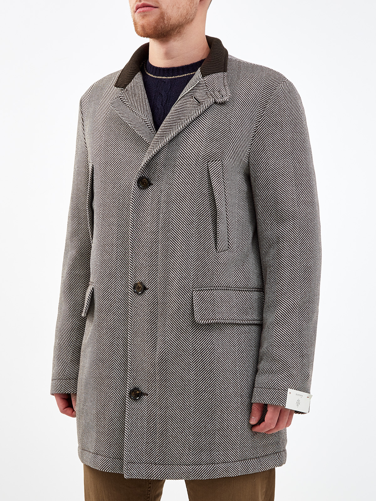 Пальто из плотной шерстяной ткани с графическим узором ELEVENTY, цвет черно-белый, размер 48;50;52;54 - фото 3
