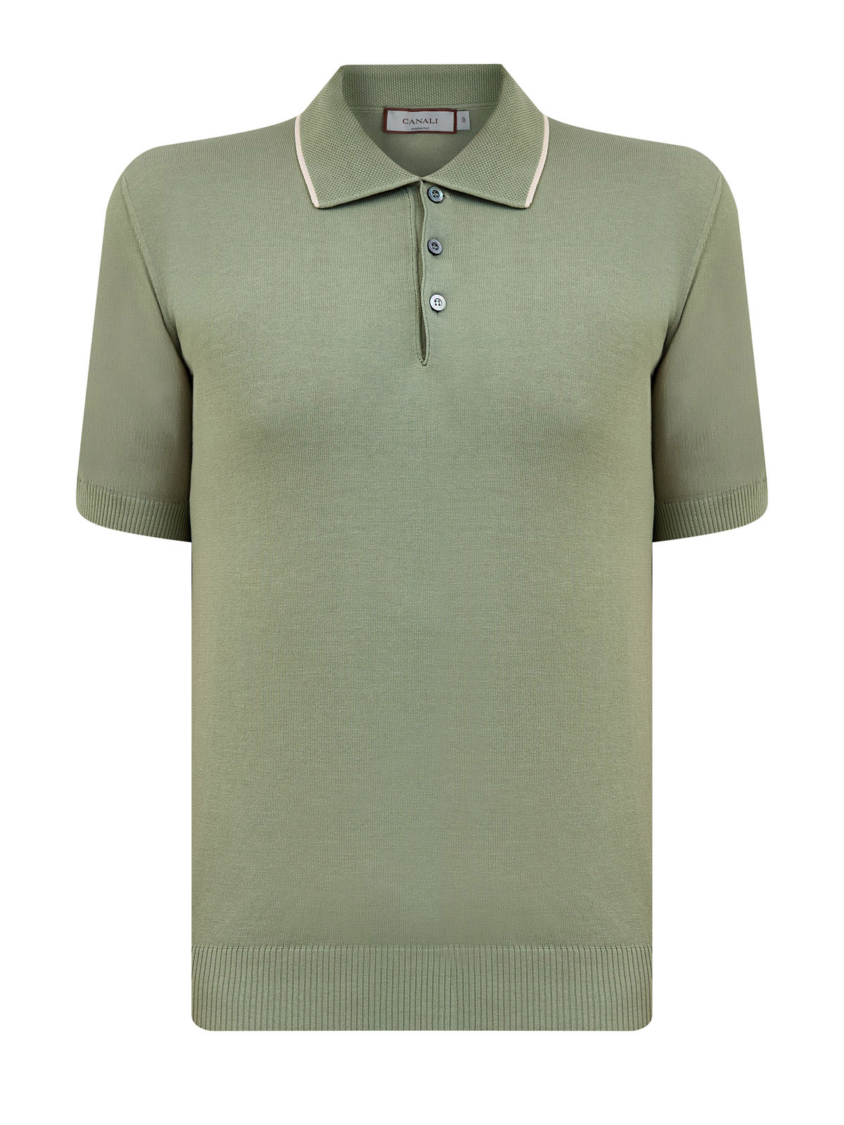 

Джемпер-поло из хлопковой пряжи с контрастным кантом, Зеленый, Джемпер-поло из хлопковой пряжи с контрастным кантом