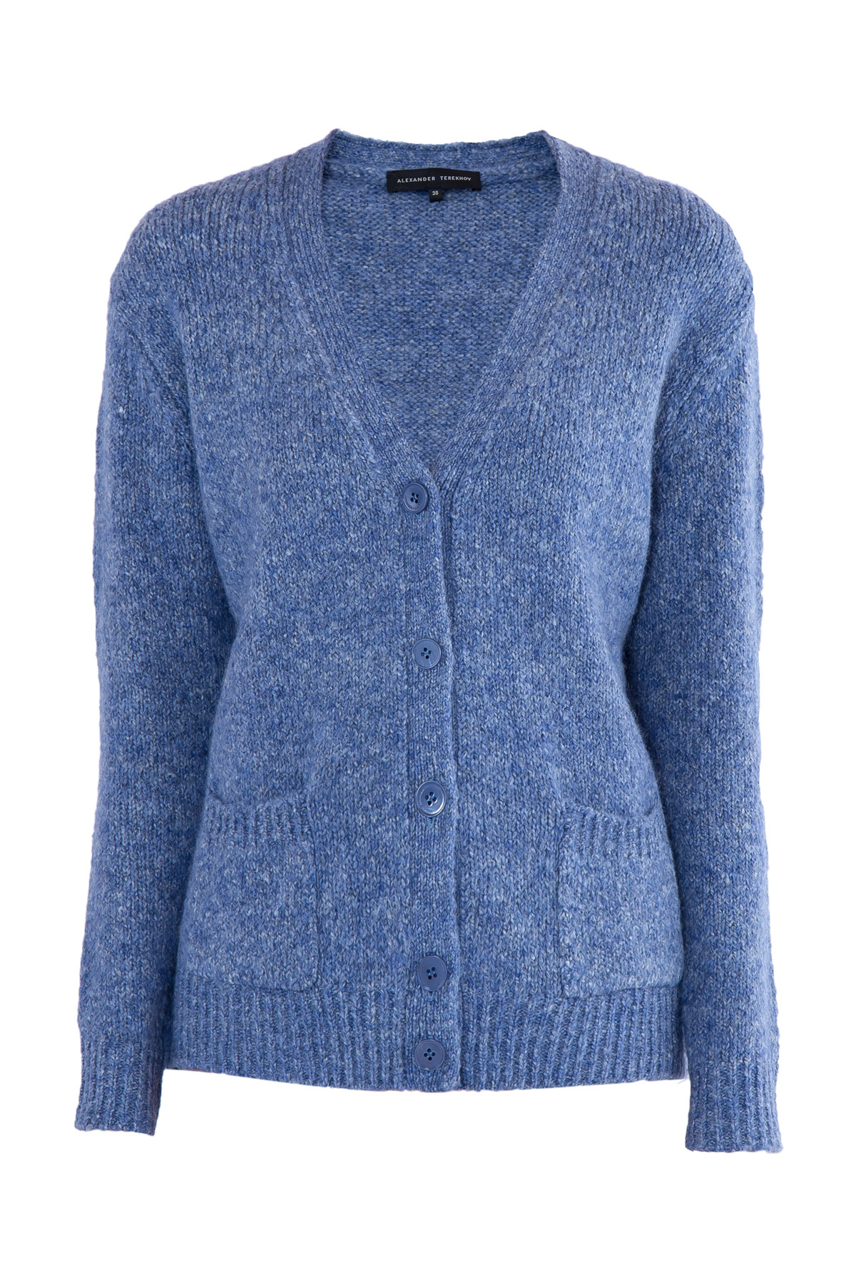 

Свободный кардиган из мягкой пряжи с шалевым воротом и пуговицами