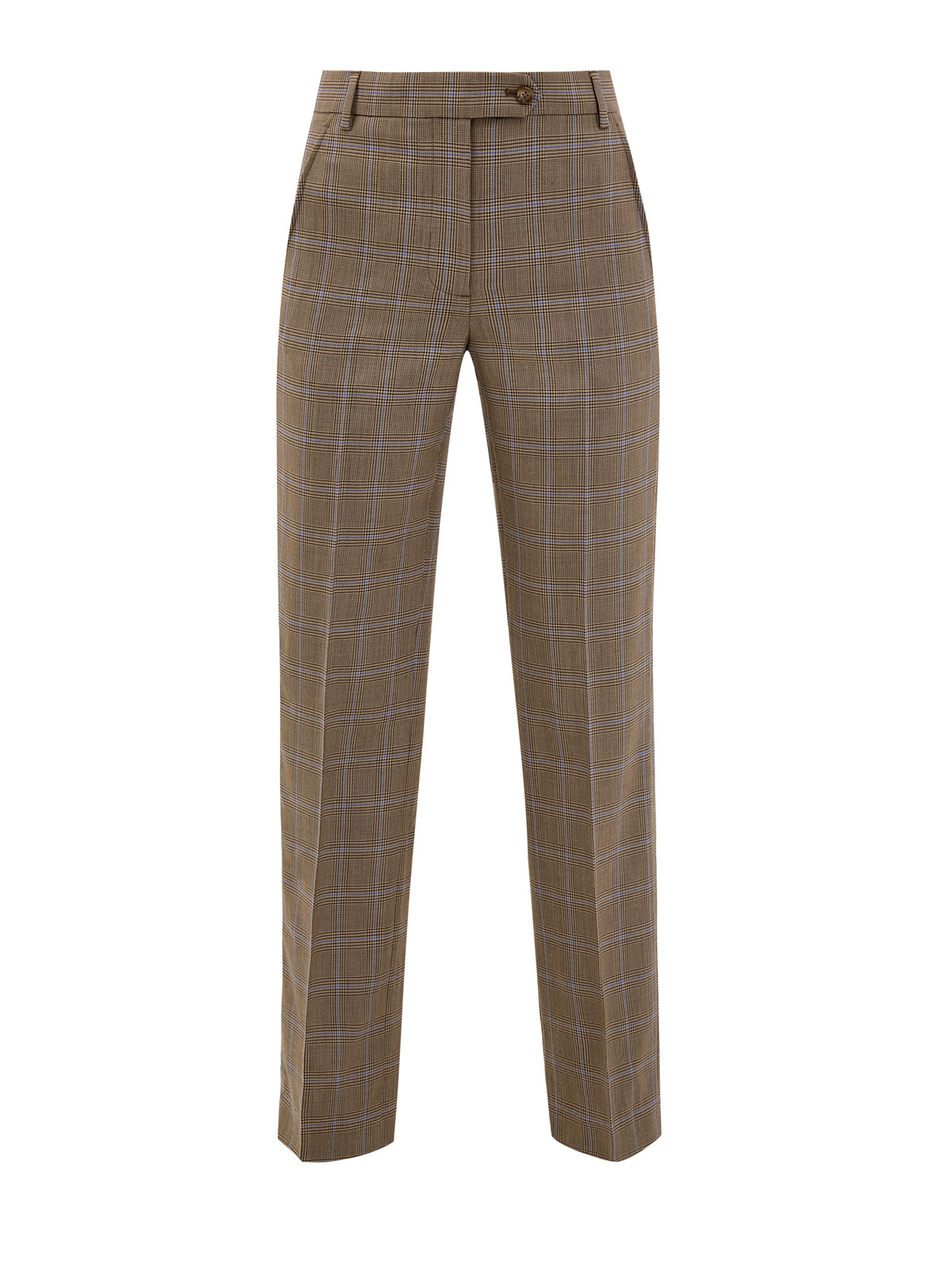 Шерстяные брюки с мелованным принтом в клетку BURBERRY, цвет коричневый, размер M;L;XL - фото 1