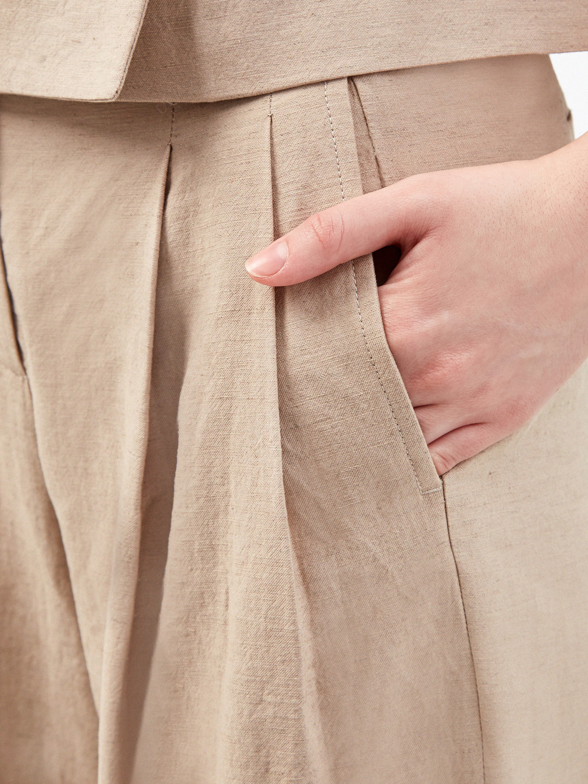 Свободные брюки-палаццо из дышащего хлопка и льна LORENA ANTONIAZZI, цвет бежевый, размер 42;46;38 - фото 5