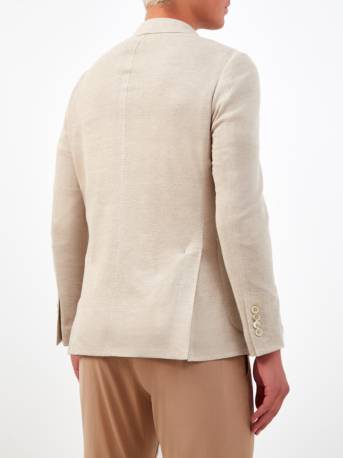 Блейзер из льняной пряжи с накладными карманами ELEVENTY, цвет бежевый, размер 46;50;54;56 - фото 4