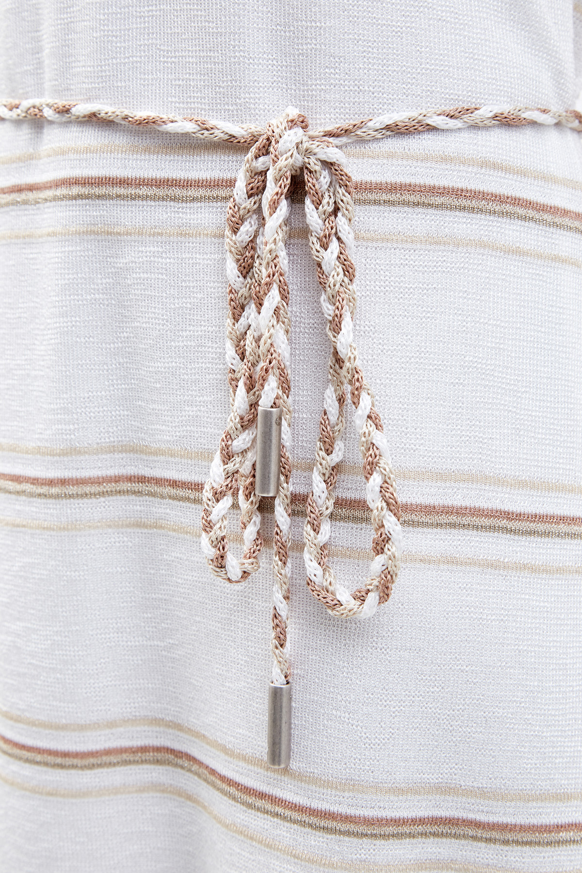 Вязаное платье-миди с поясом и принтом в полоску LORENA ANTONIAZZI, цвет белый, размер 44;40 - фото 5