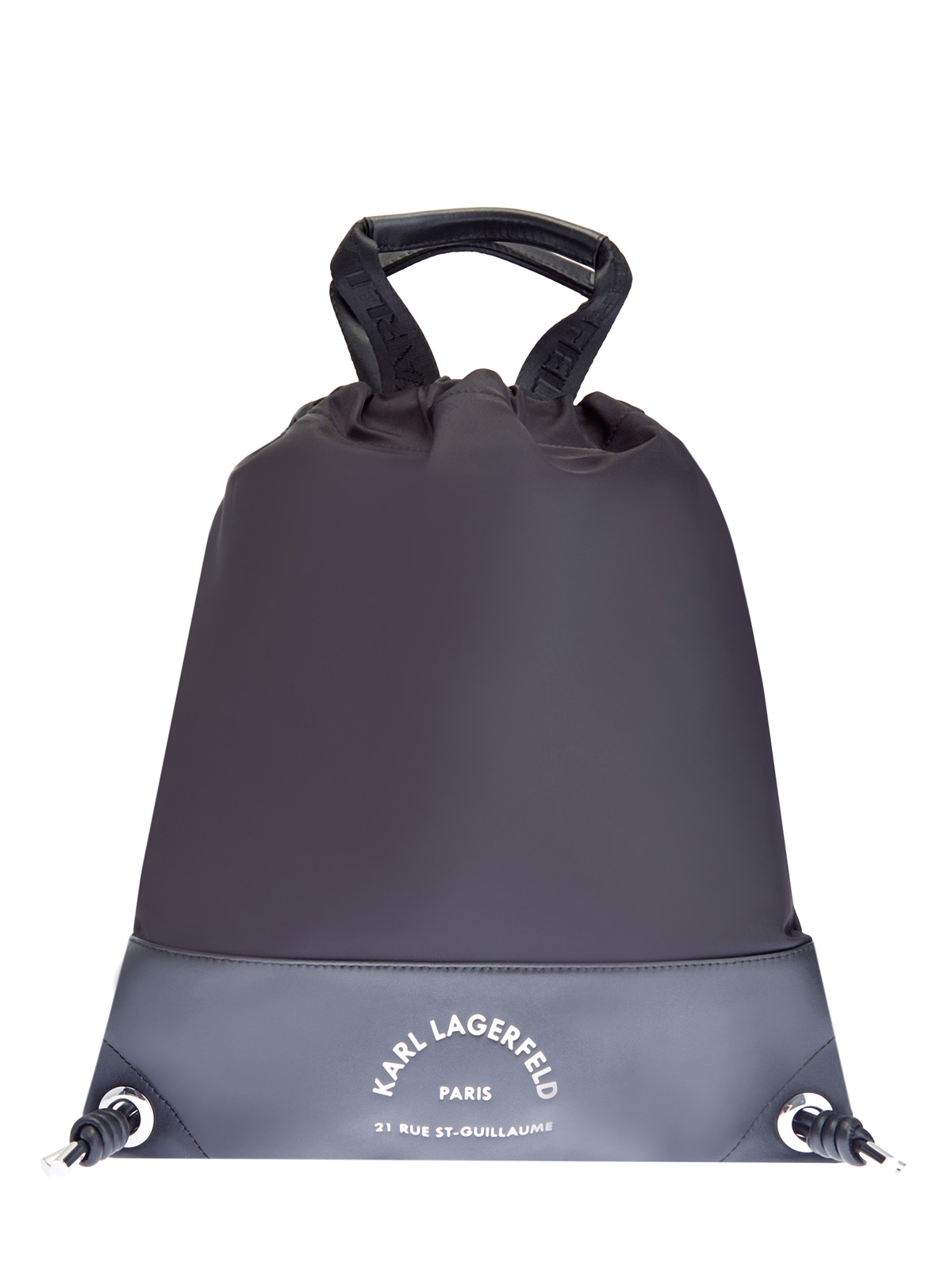 Рюкзак из матового нейлона с принтом Rue St-Guillaume KARL LAGERFELD, цвет черный, размер 5;6;7 - фото 1