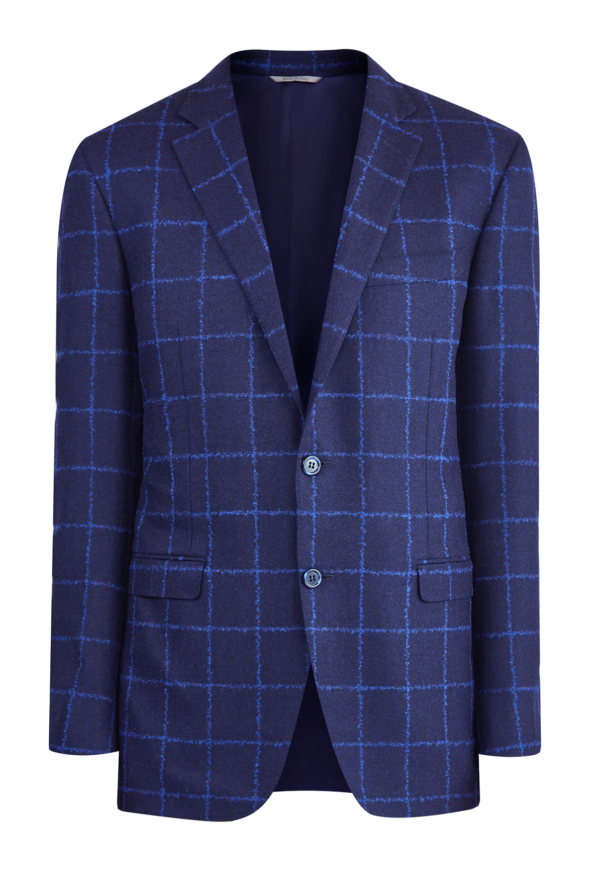 Шерстяной пиджак с фактурным принтом в клетку CANALI, цвет синий, размер 52
