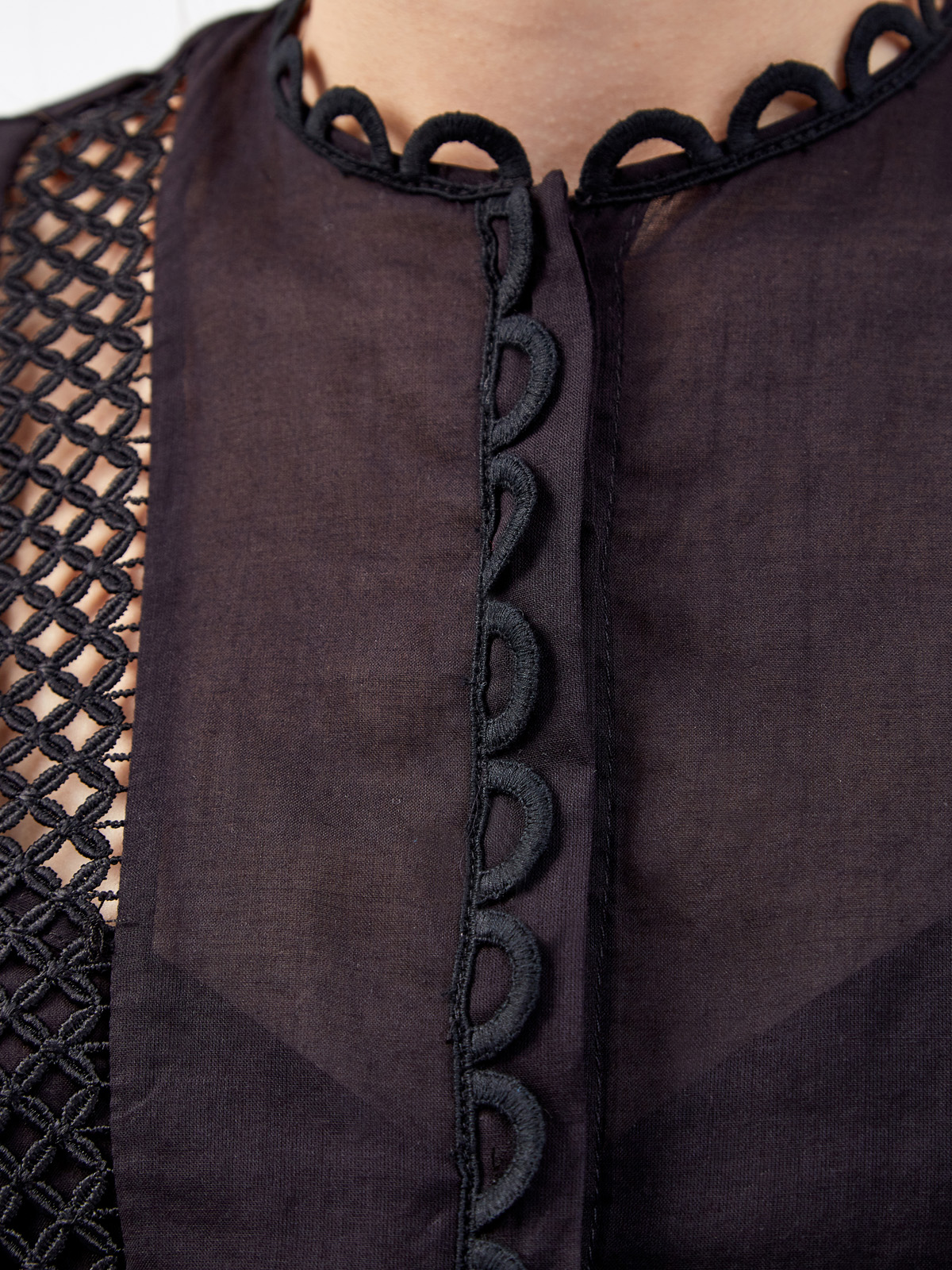 Однотонная блуза Estela из тонкого вышитого хлопка CHARO RUIZ IBIZA, цвет черный, размер S;M - фото 5