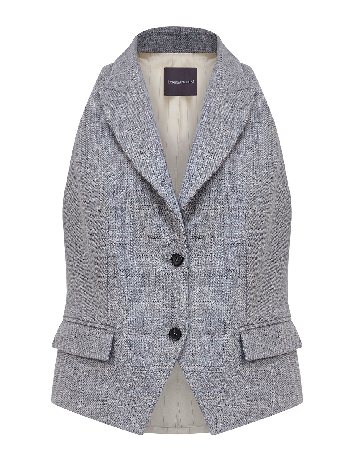 Костюмный жилет из шерсти в клетку с атласной спинкой 80010₽